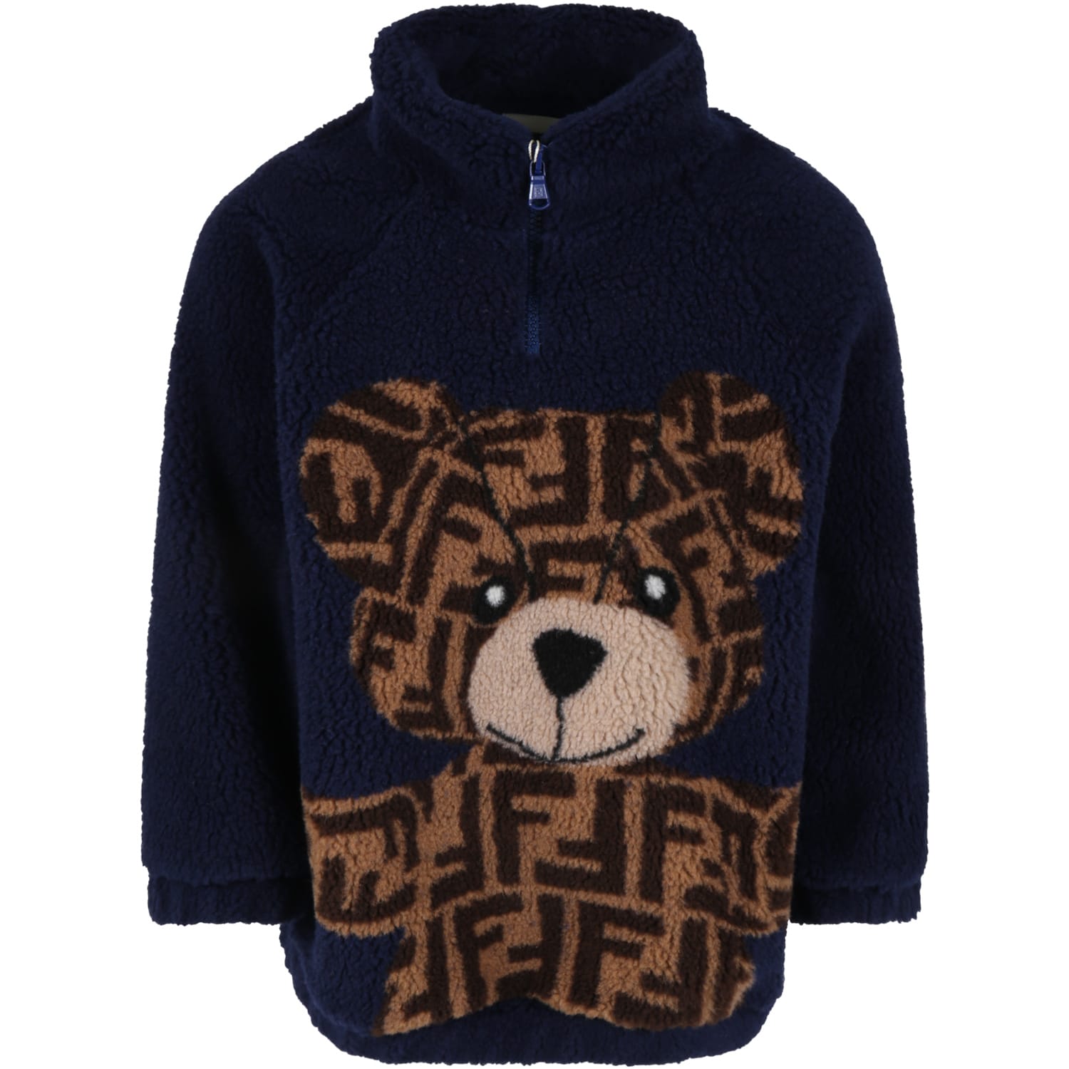 Fendi Blue Sweatshirt For Boy With Bear
