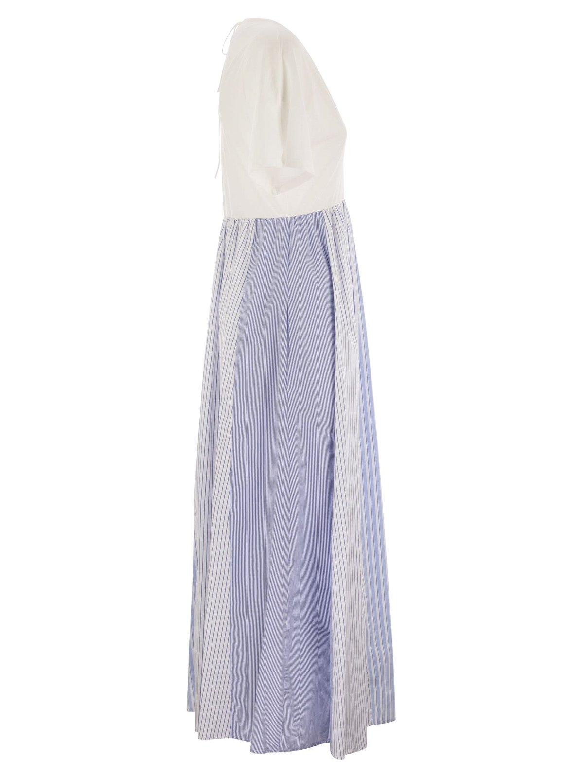 Weekend Max Mara Bronzo V-neck Short-sleeved Dress In White