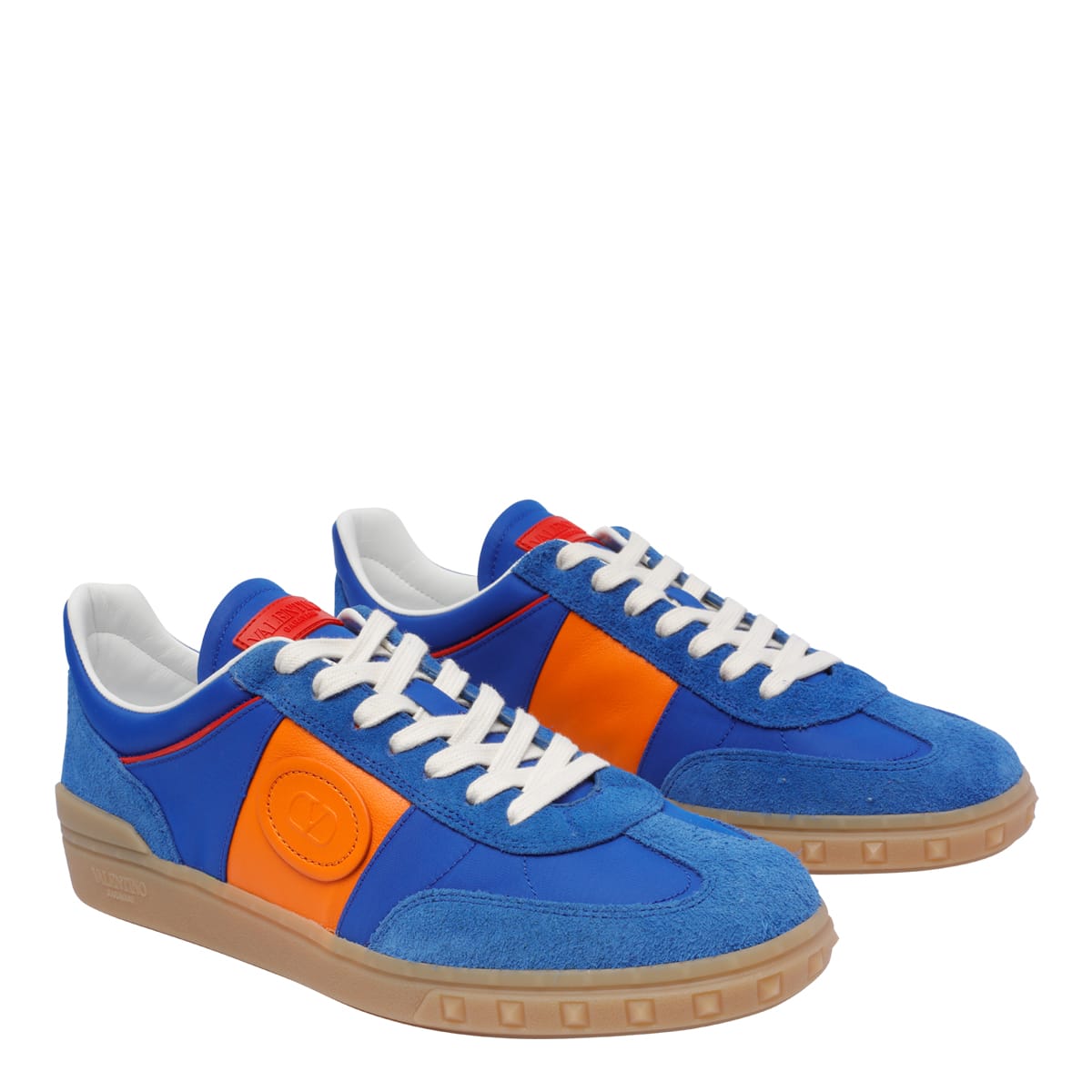 Valentino Multicolor Split Leather And Leather Upvillage Sneakers In Blue