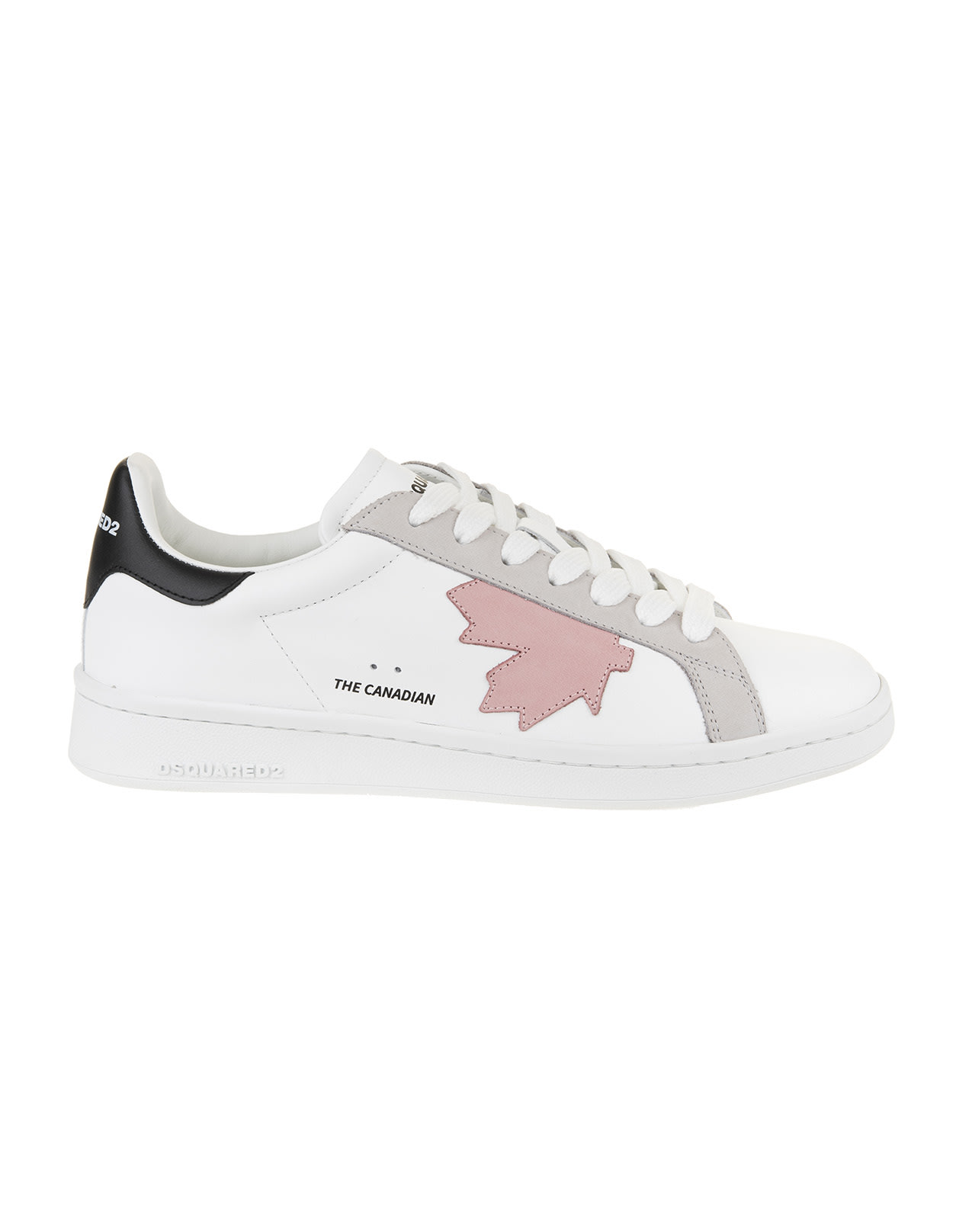 Dsquared2 Woman White Boxer Sneakers With Pink And Black Details