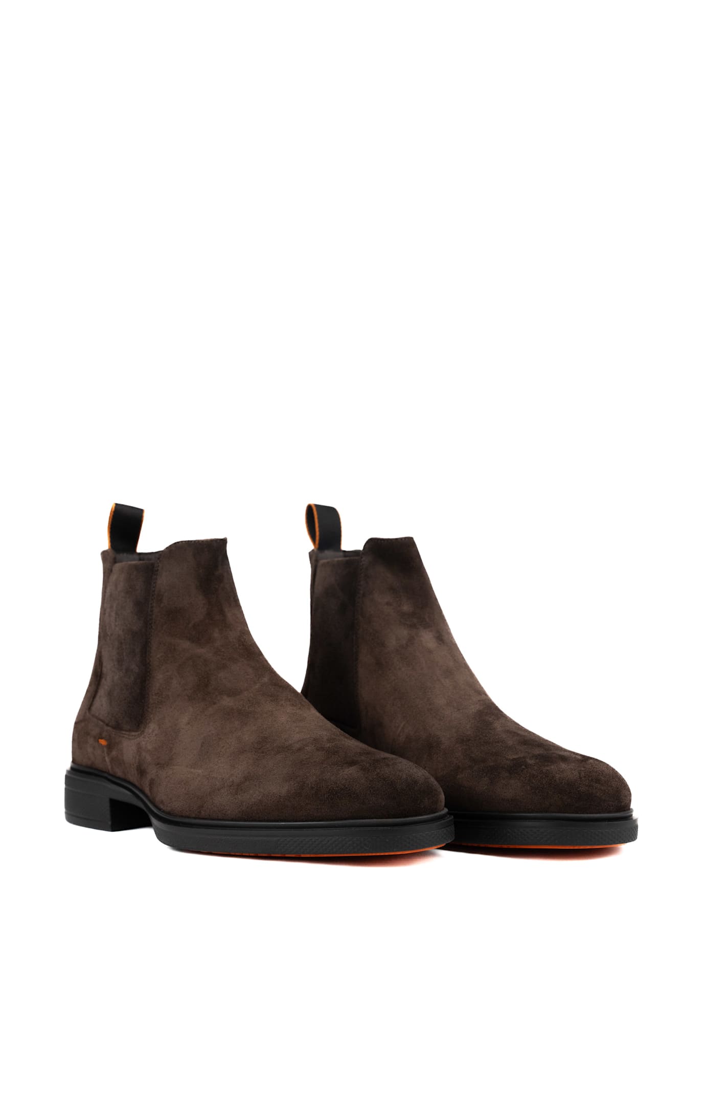 Shop Santoni Suede Chelsea Boots In Tpu Aran+eva Nero