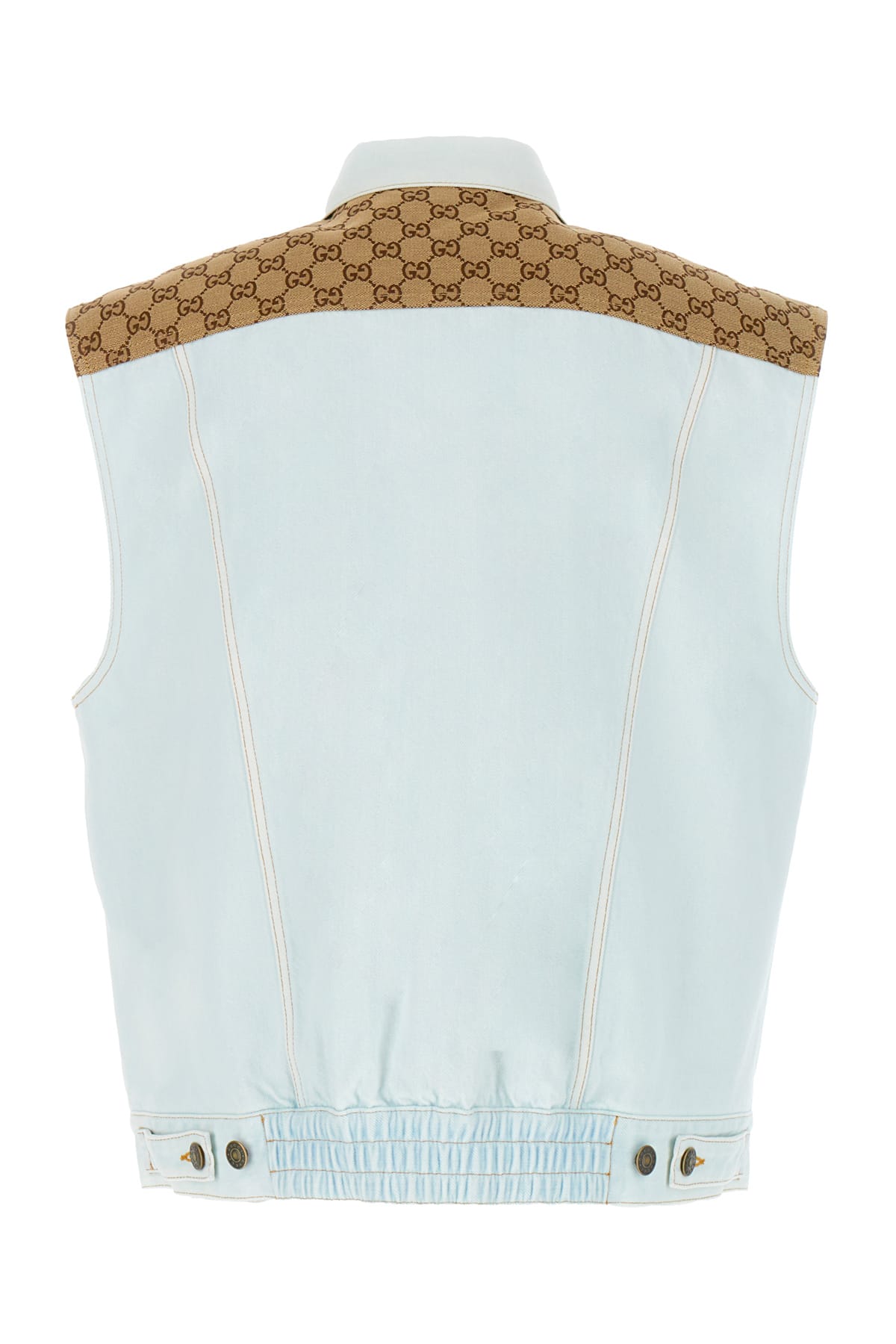 Shop Gucci Denim Sleeveless Jacket In 4452