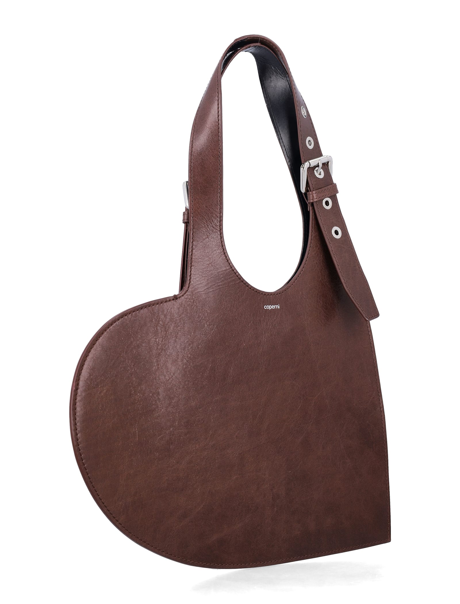 Coperni Lids Belt Bag Heart Tote In Brown Leather In Brown