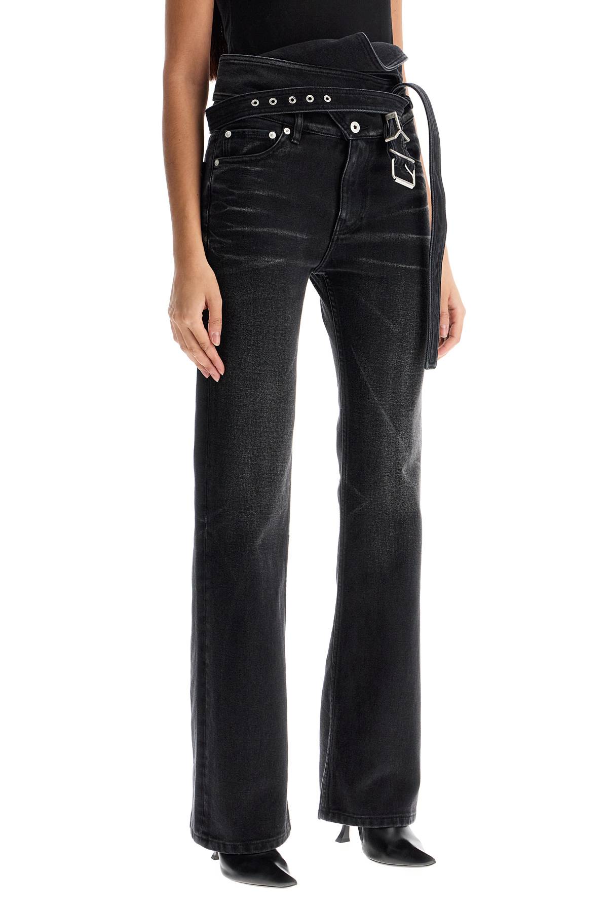 Shop Y/project Bootcut Jeans With Criss-cross In Faded Black (black)