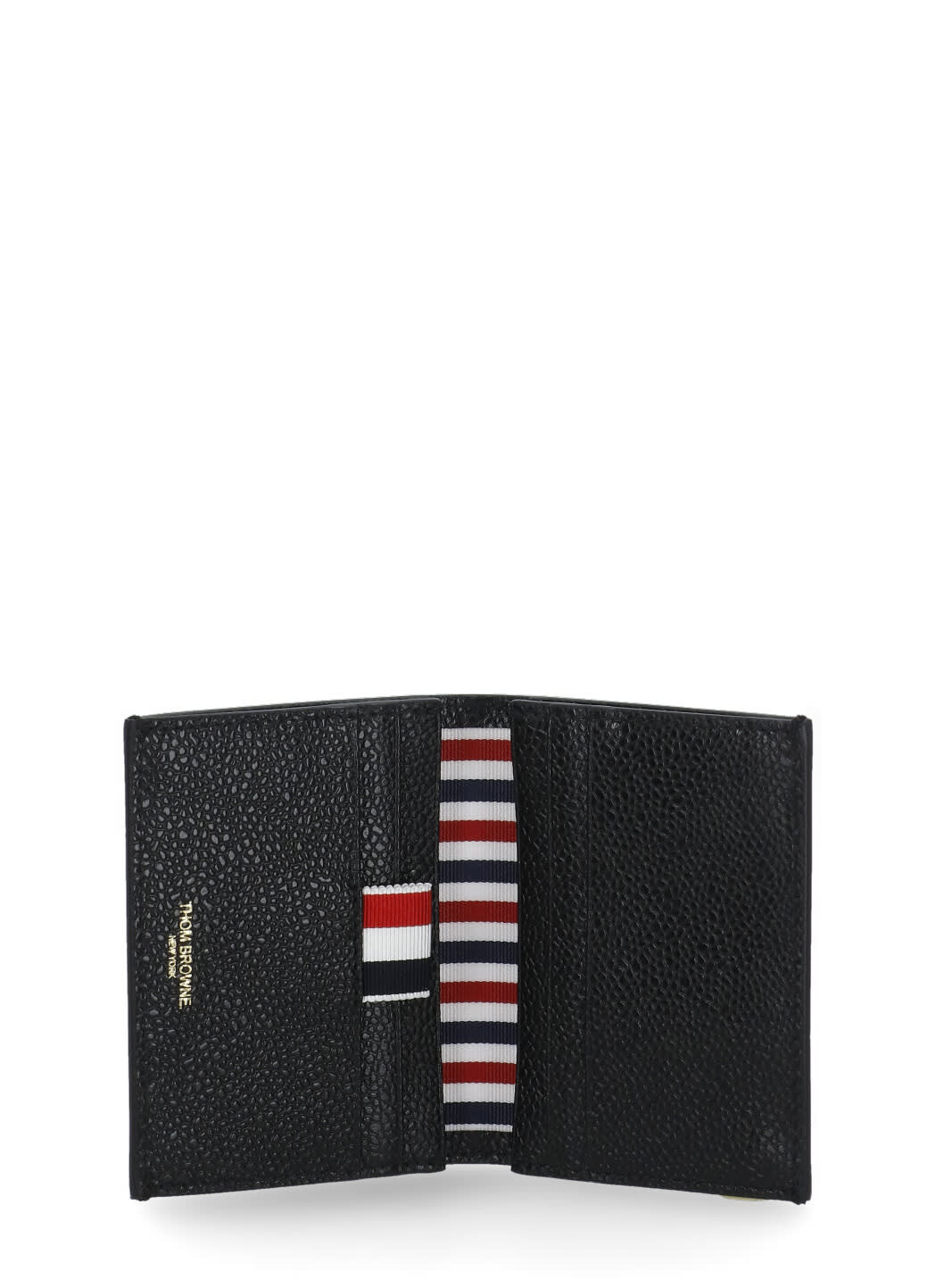 Shop Thom Browne Pebble Leather Card Holder In Black