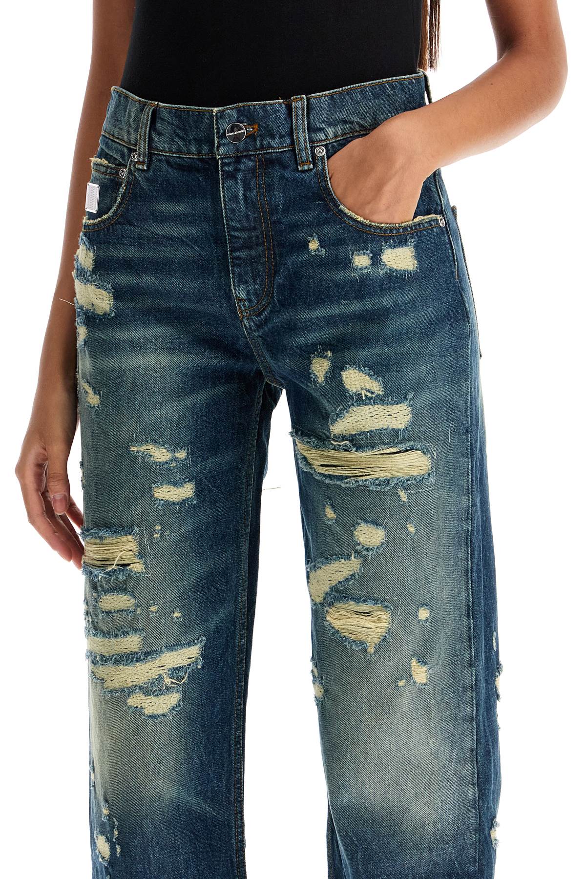 Shop Marc Jacobs Jeans The Rip And Repair Straight Jean In Punk Indigo (blue)