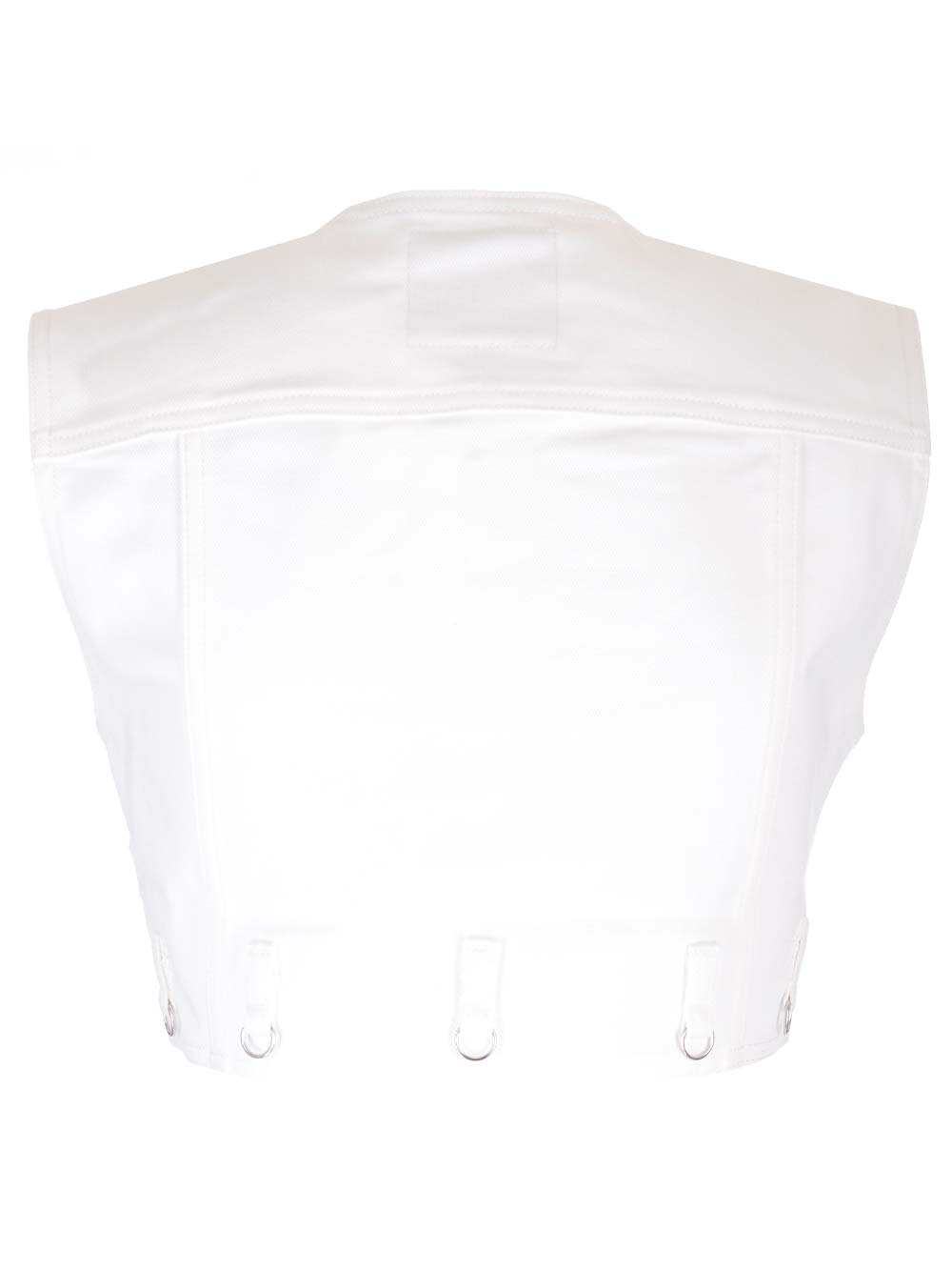 Shop Courrèges Cropped Denim Vest In Heritage White