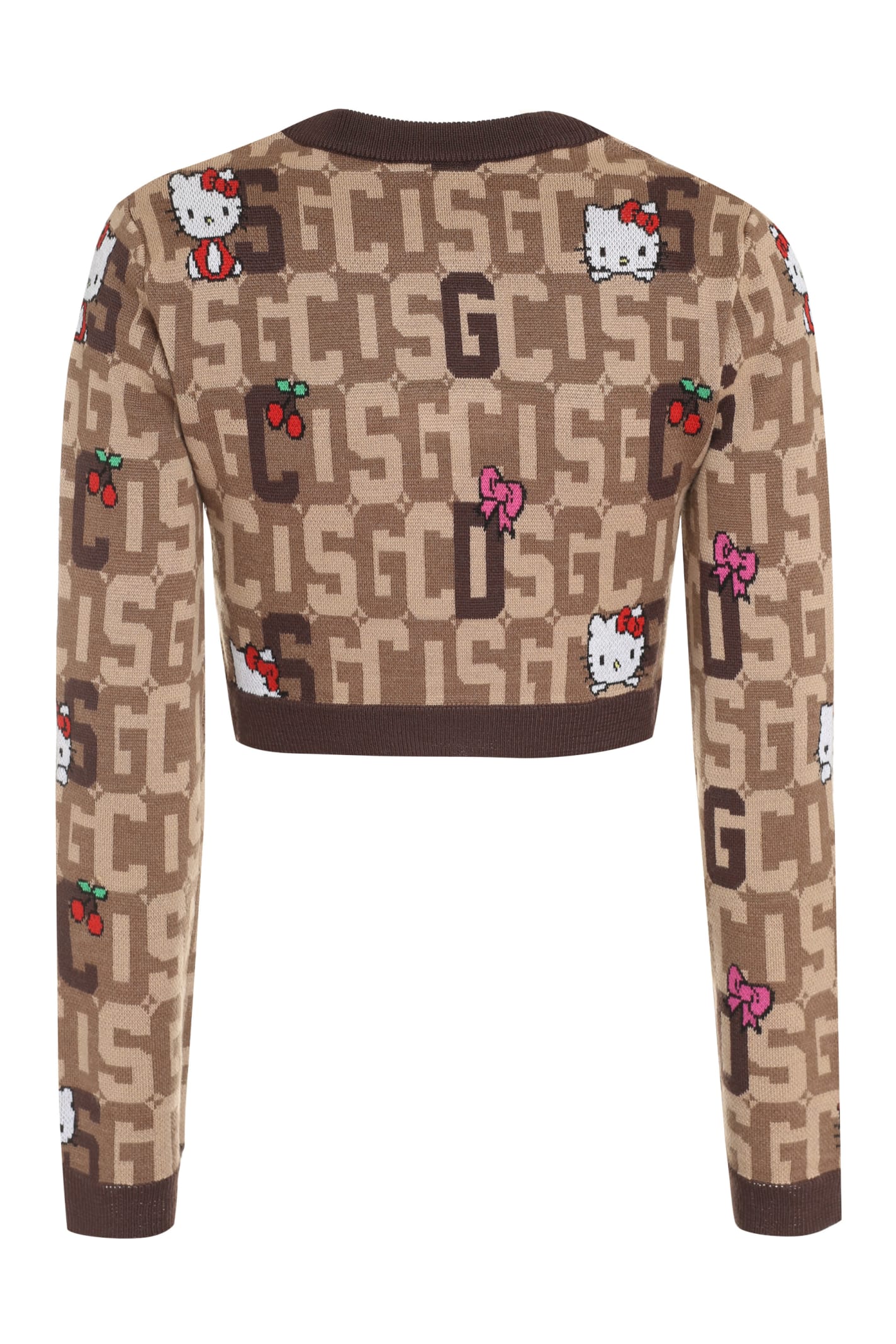 Shop Gcds X Hello Kitty - Wool-blend Crew-neck Sweater In Brown
