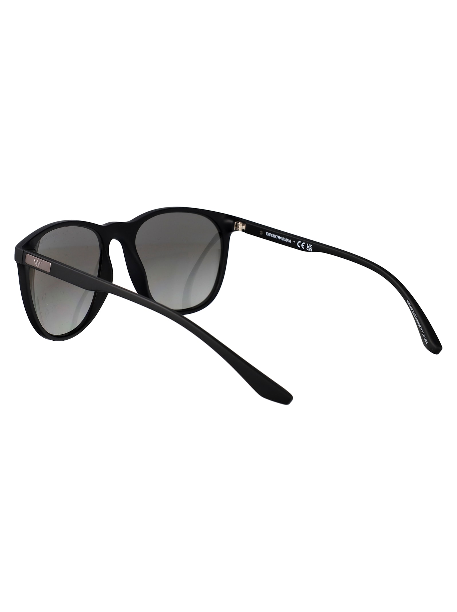 Emporio Armani Matte Black Injected Sunglasses In Black
