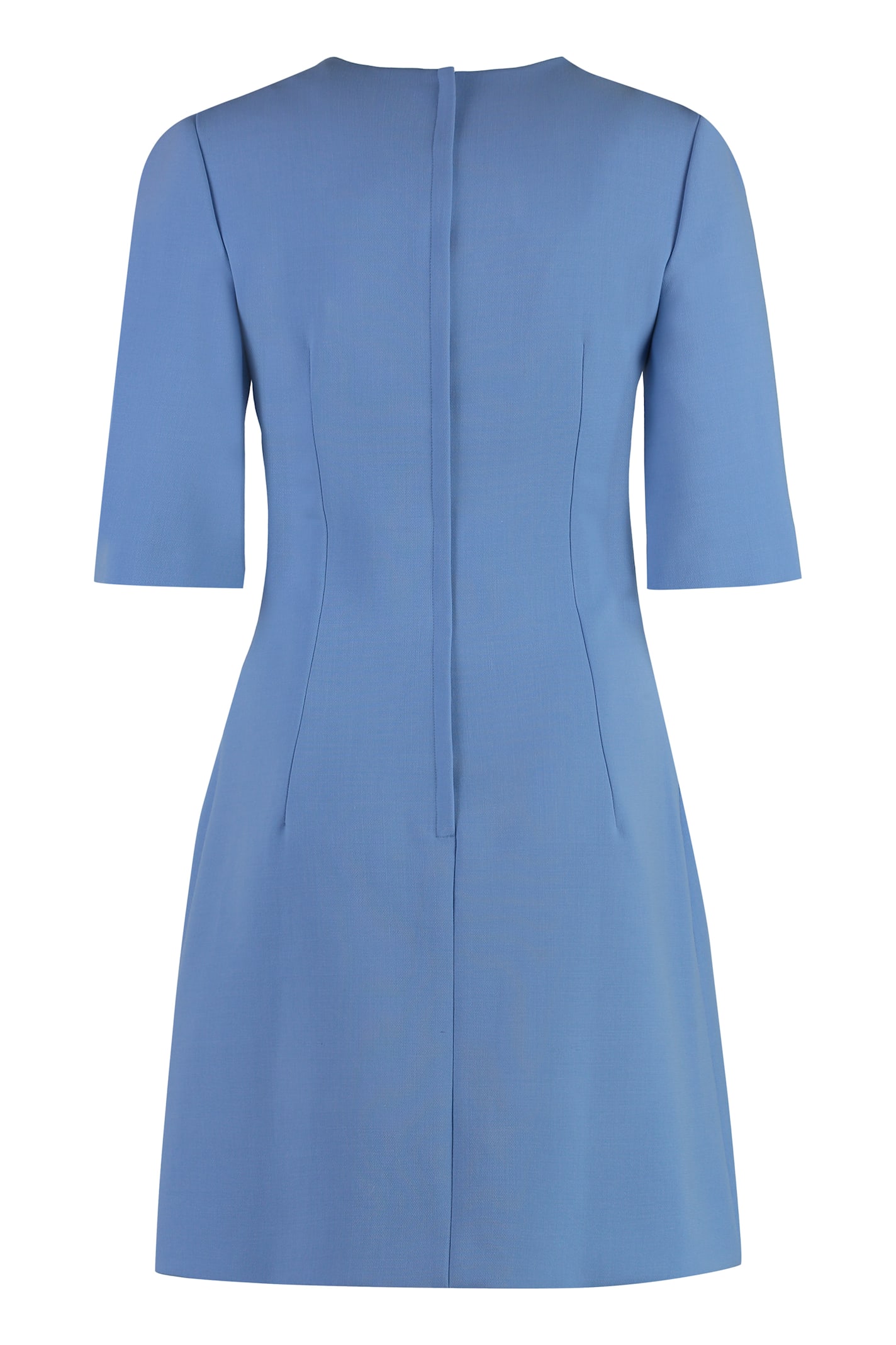 Shop Dolce & Gabbana Wool Crepe Dress In Light Blue