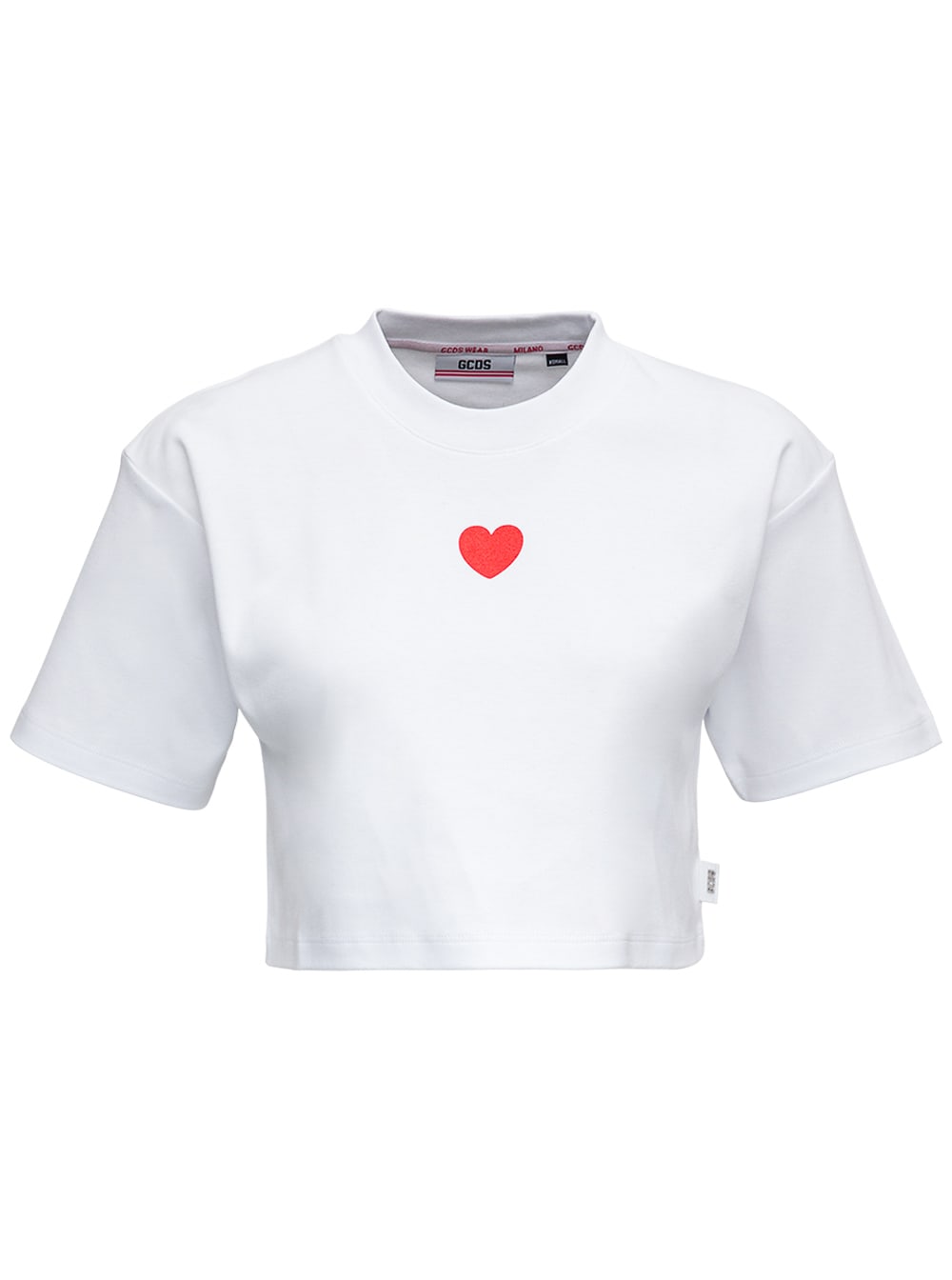 GCDS Lovely Cropped T-shirt In White Cotton