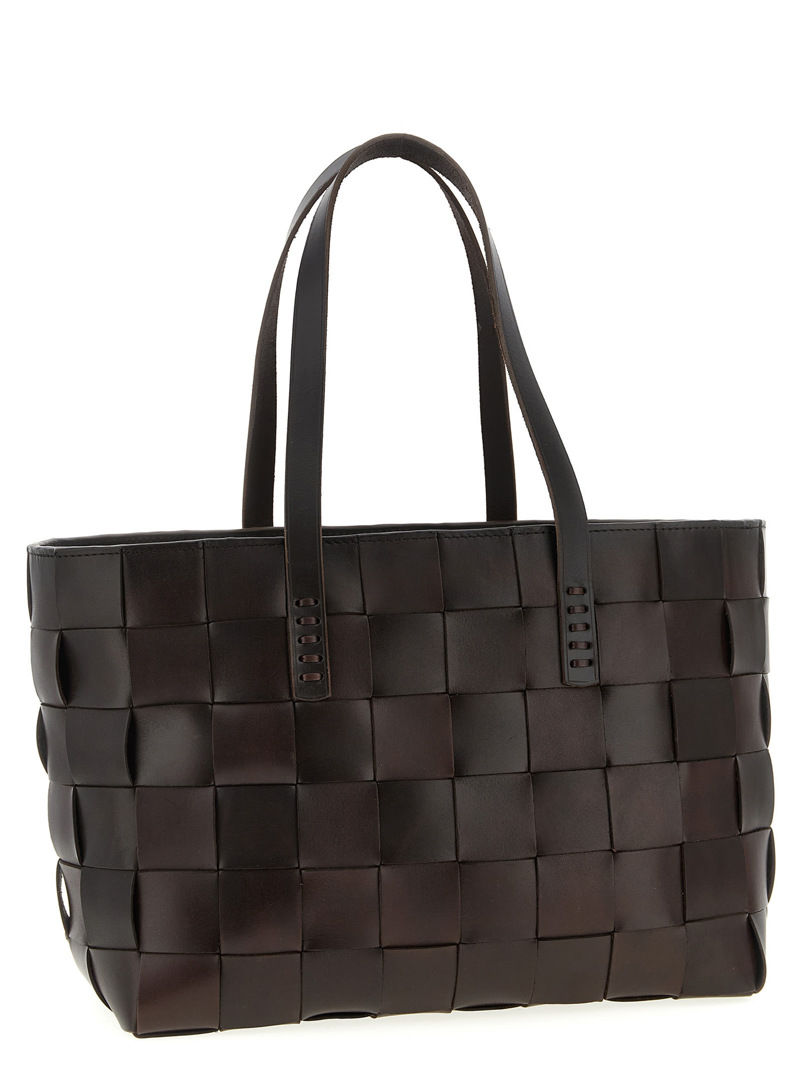 Dragon Diffusion Triple Jump Woven Leather Tote Bag In Brown