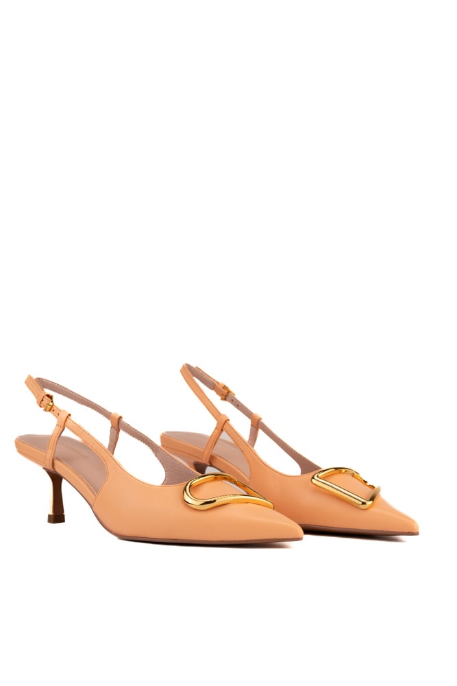 Shop Coccinelle Leather Pumps With Stiletto Heel In Sunrise