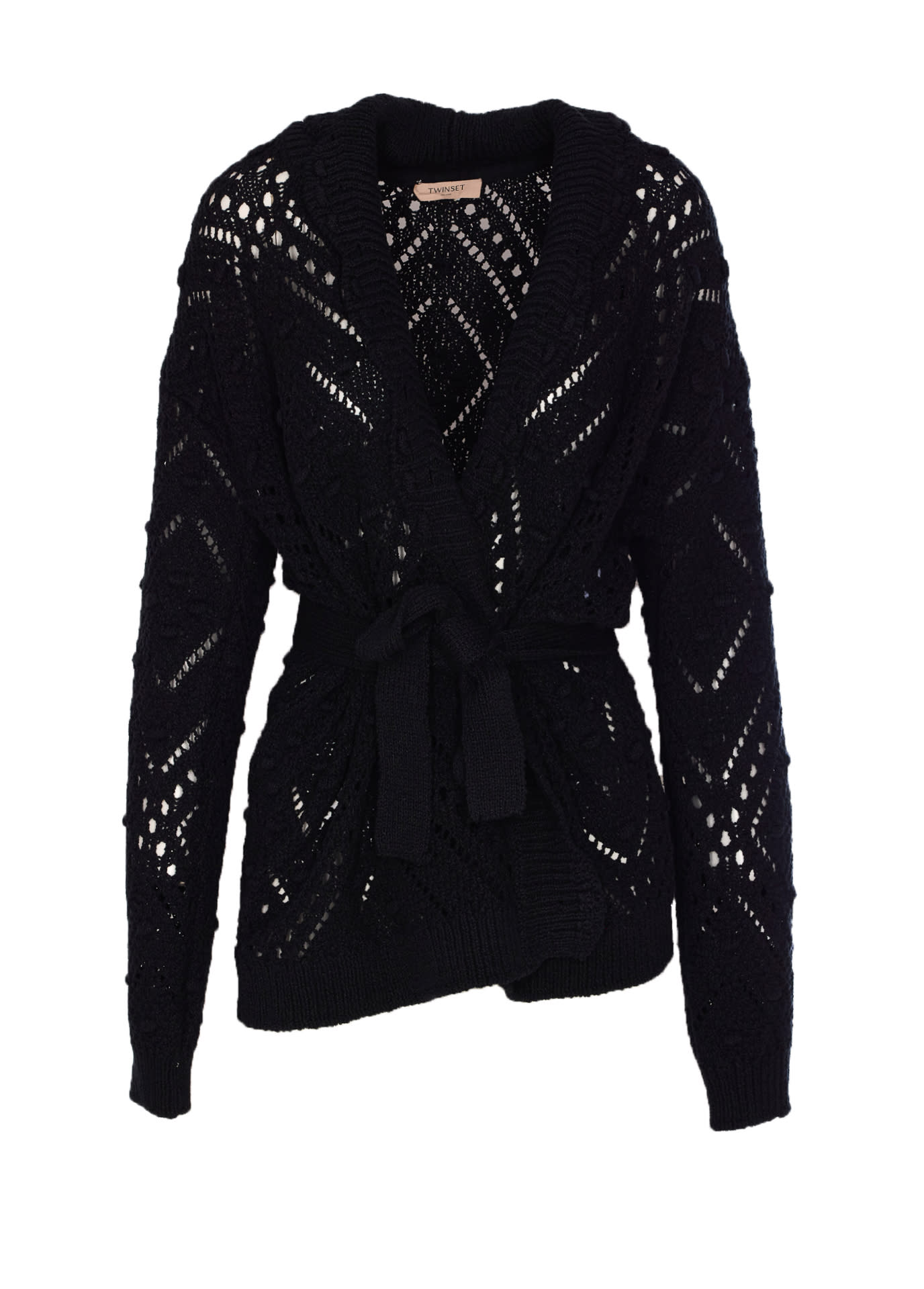 Shop Twinset Knitted Cardigan In Black