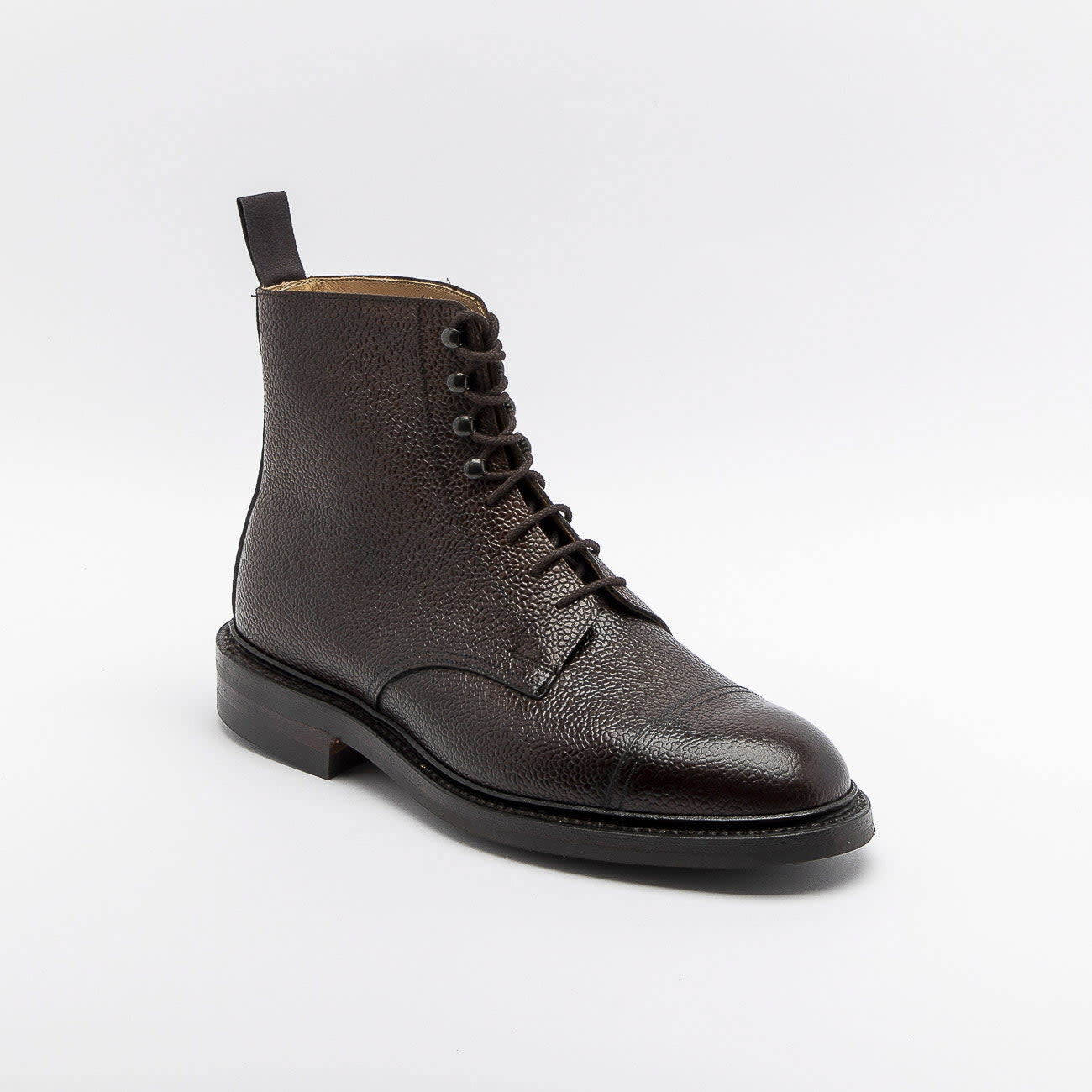 Shop Crockett &amp; Jones Dark Brown Scotch Grain Calf Derby Boot In Marrone