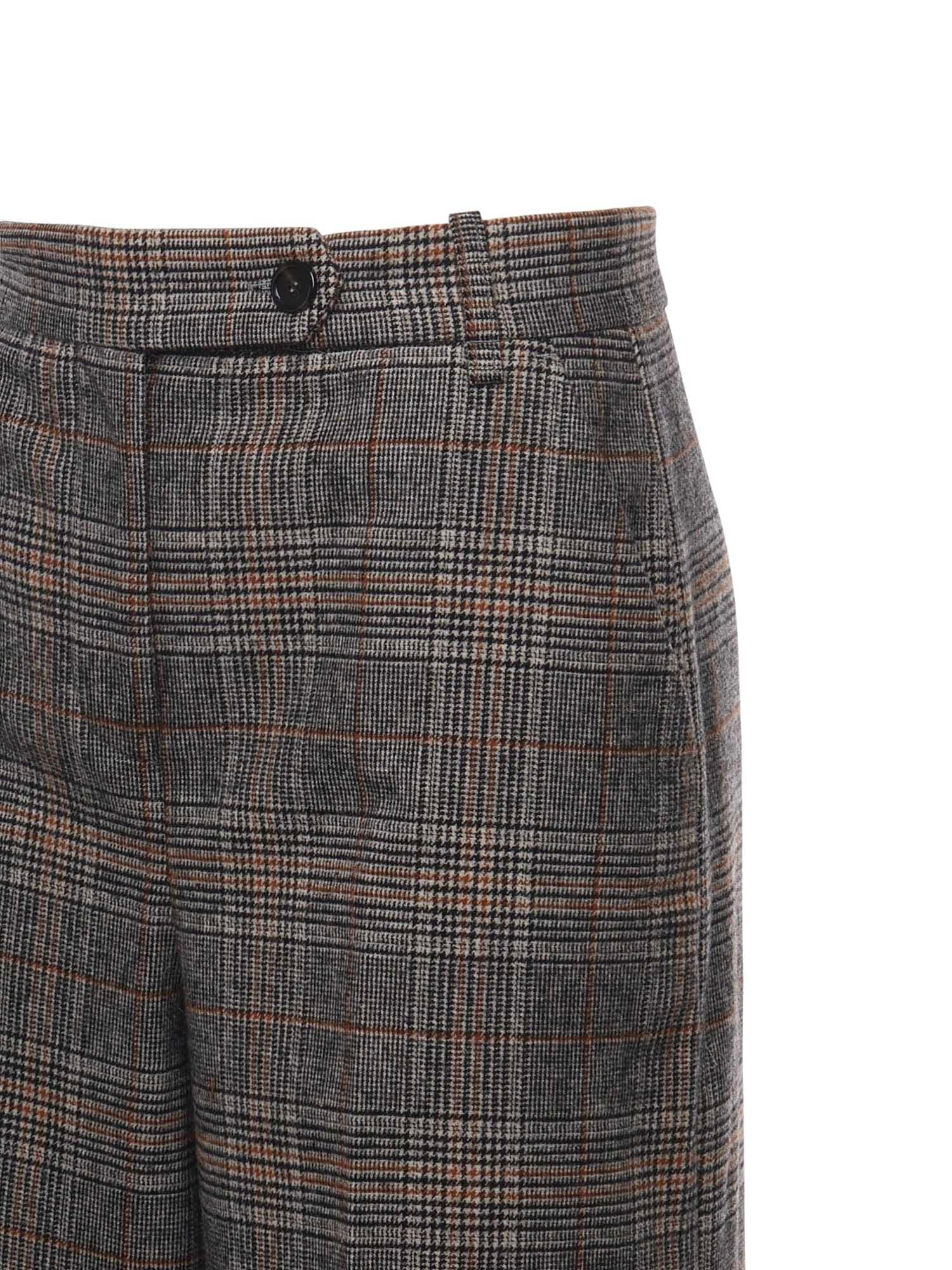 Pinko Wide-leg Trousers With Check Pattern In Gray