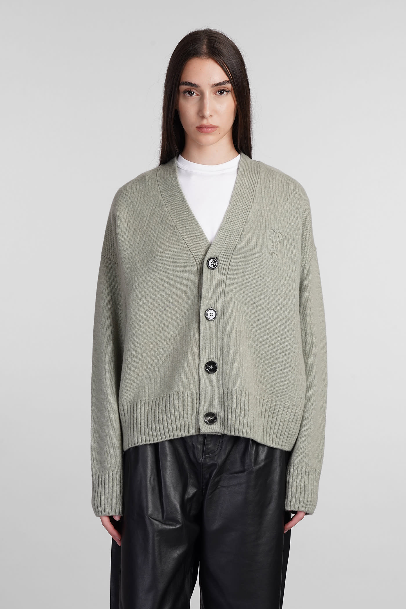 Cardigan In Green Wool