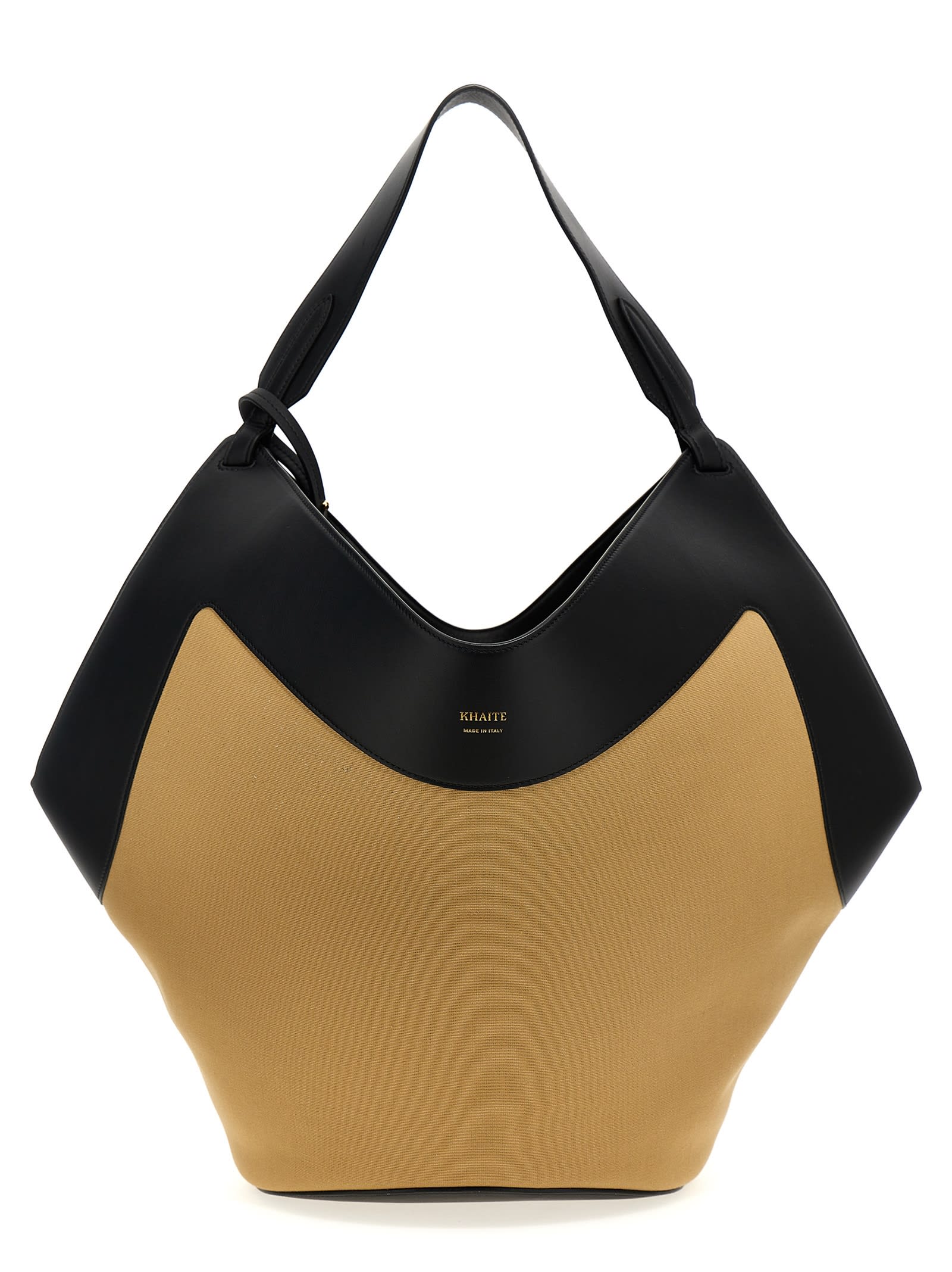 Shop Khaite Medium Lotus Tote Shopping Bag In Black / Honey