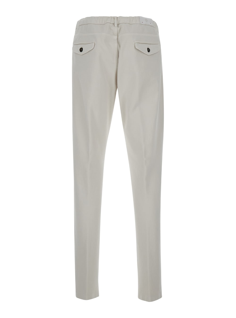 Shop Eleventy White Jogger Pants With Drawstring In Stretch Cotton Man