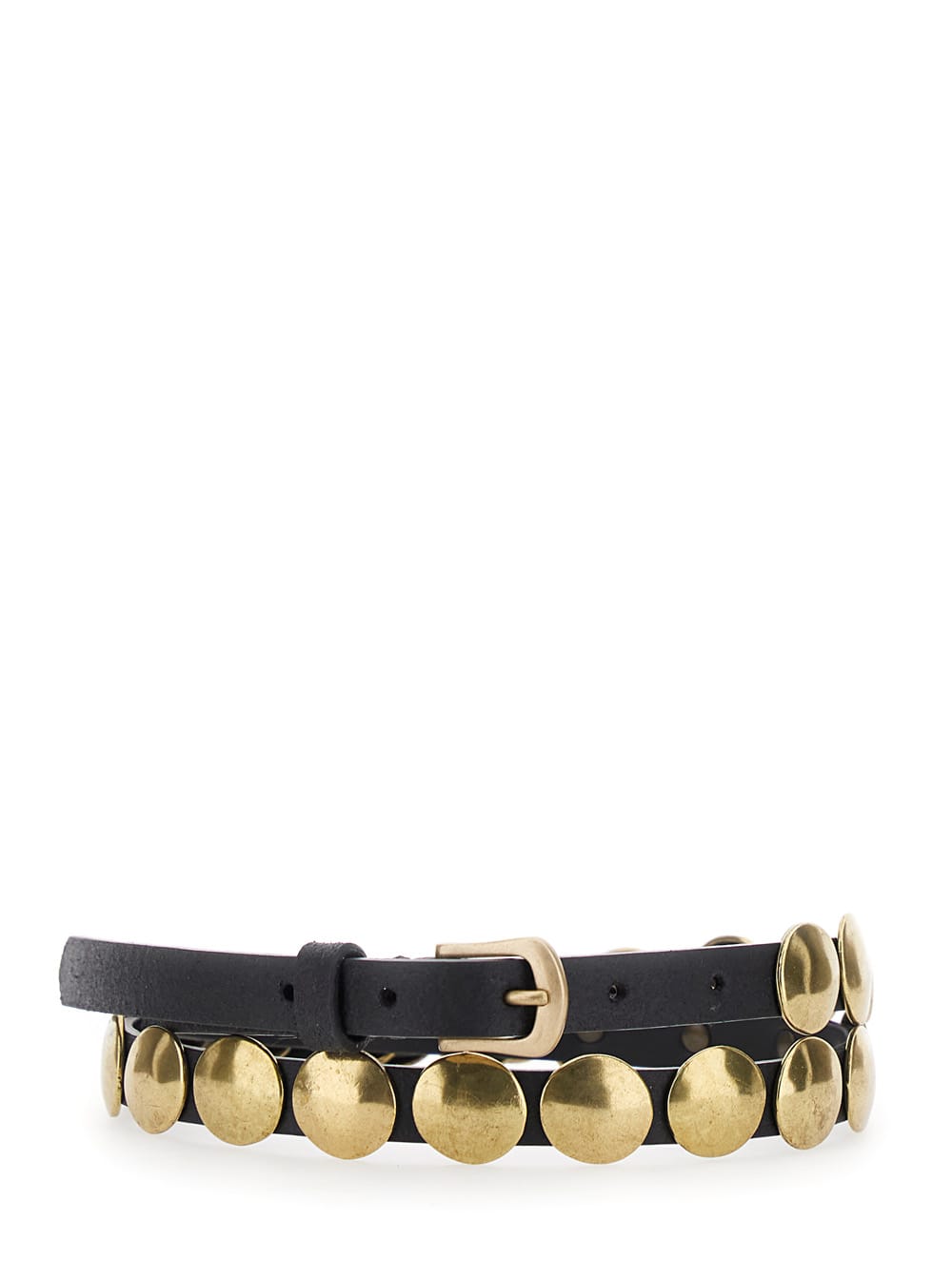 Golden Goose Women Belt Trinidad Thin Washed Leather Flesh Side With Studs