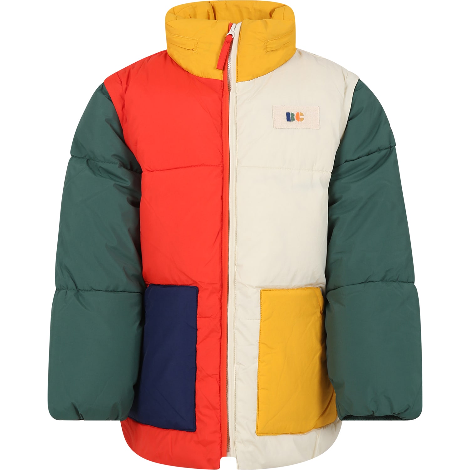 BOBO CHOSES MULTICOLOR DOWN JACKET FOR KIDS WITH LOGO