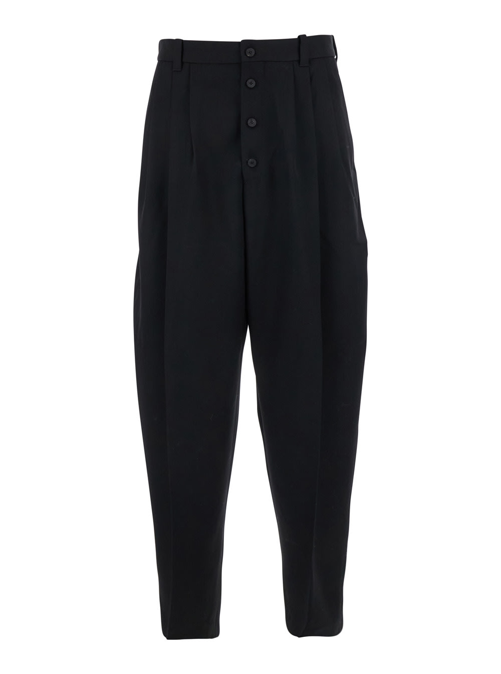 Jacquemus Black Trousers With Button Closure And Pleats On The Front In Wool Man In Multi
