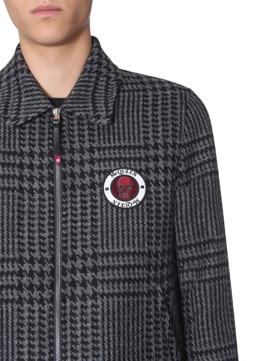 Shop Alexander Mcqueen Bomber With Logo Patch In Grey