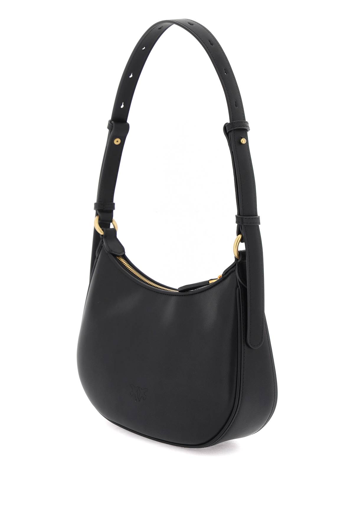 Pinko Half Moon Shoulder Bag In Nero-antique Gold