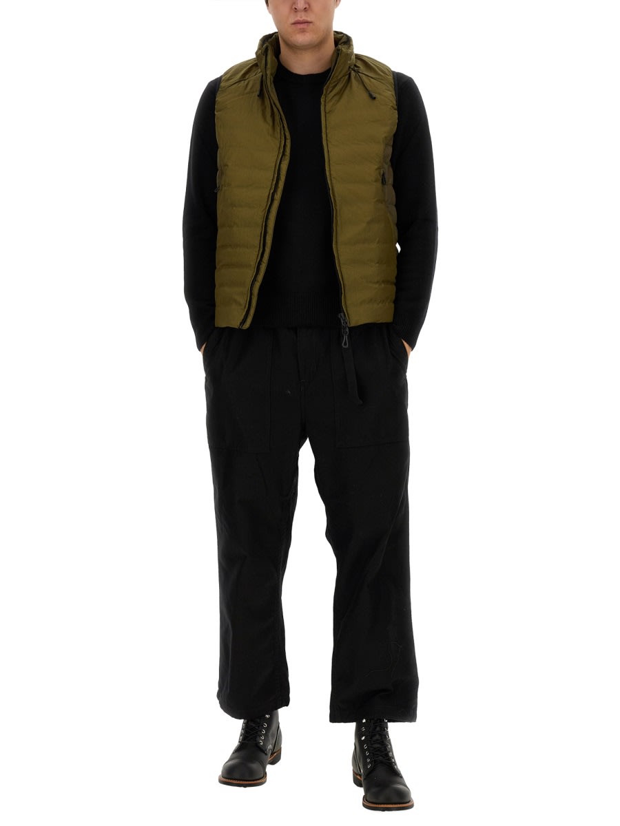 Jg1 Green Padded Vest With High Collar In Green