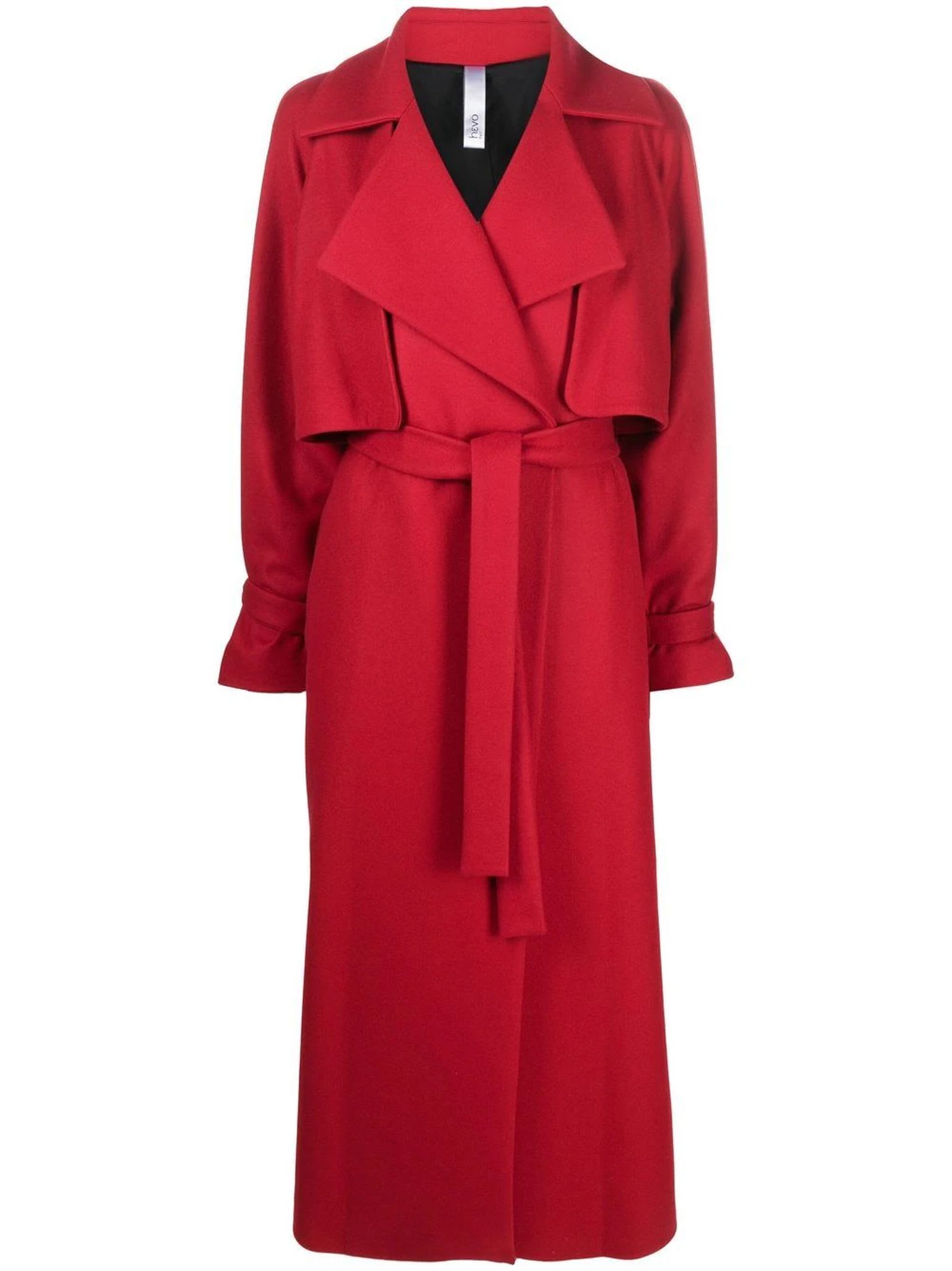Hevò Bright Red Virgin Wool Blend Coat