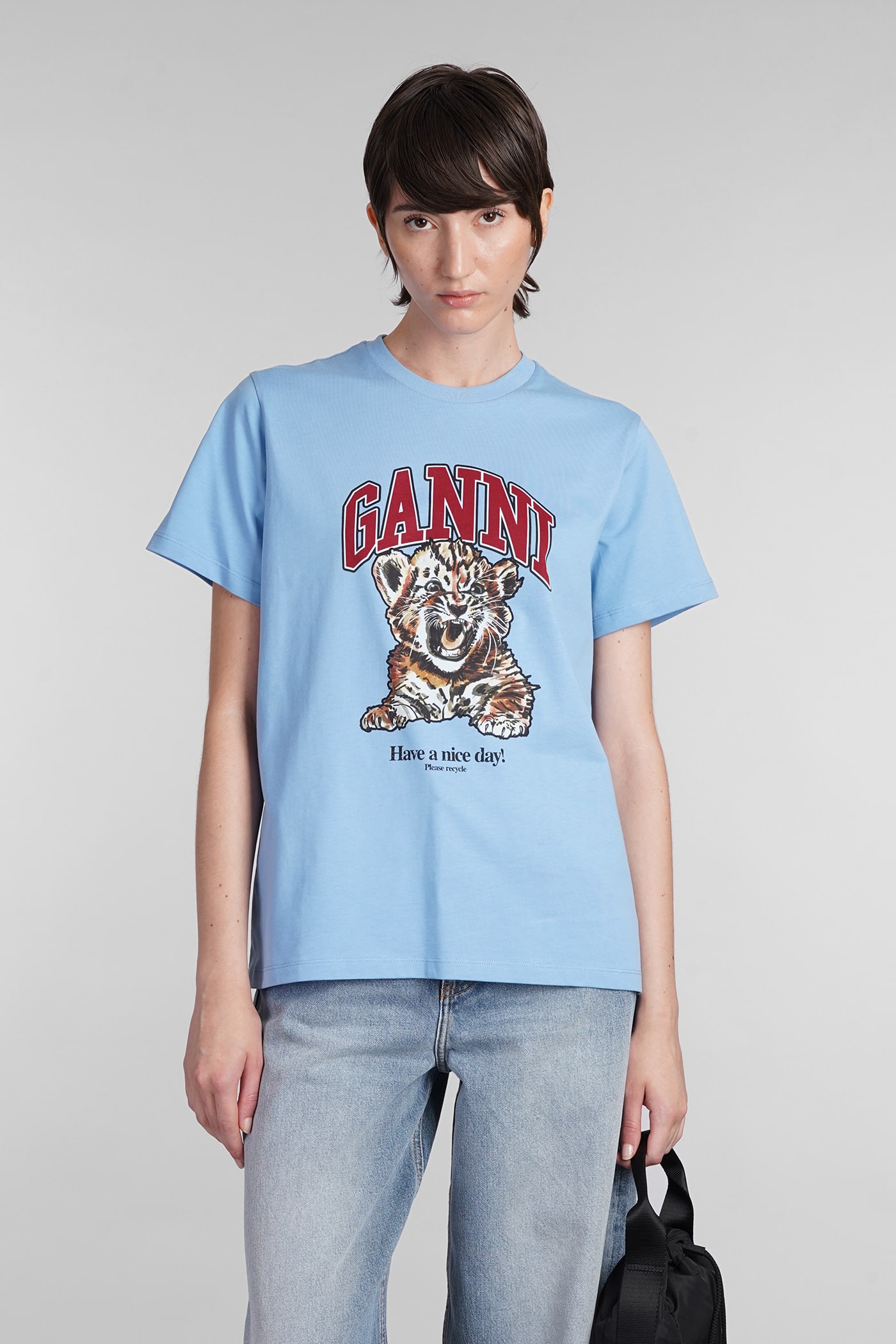 Ganni Basic Jersey Tiger Relaxed T-shirt In Multi
