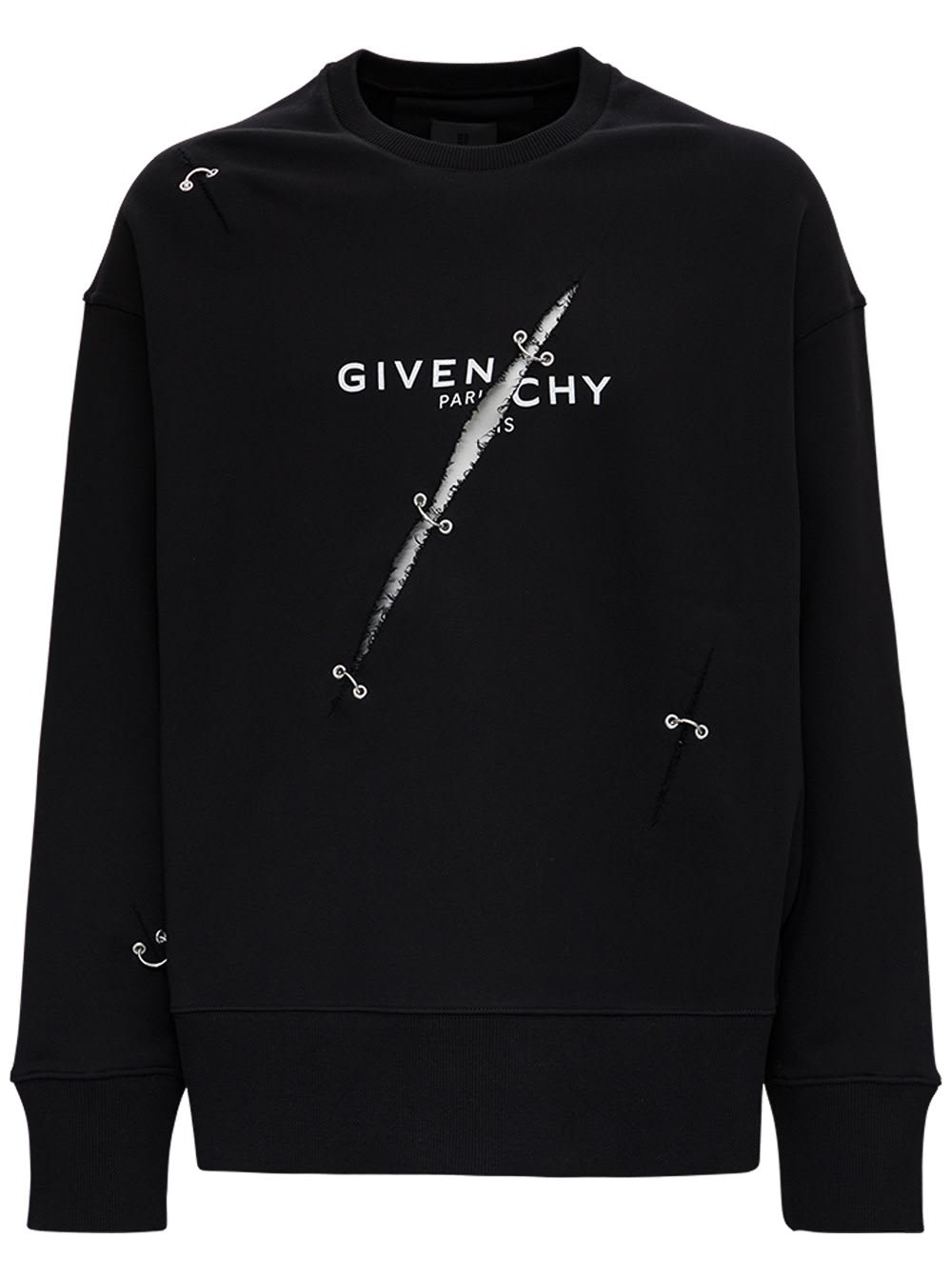 Givenchy Black Oversize Sweatshirt With Logo And Metal Details