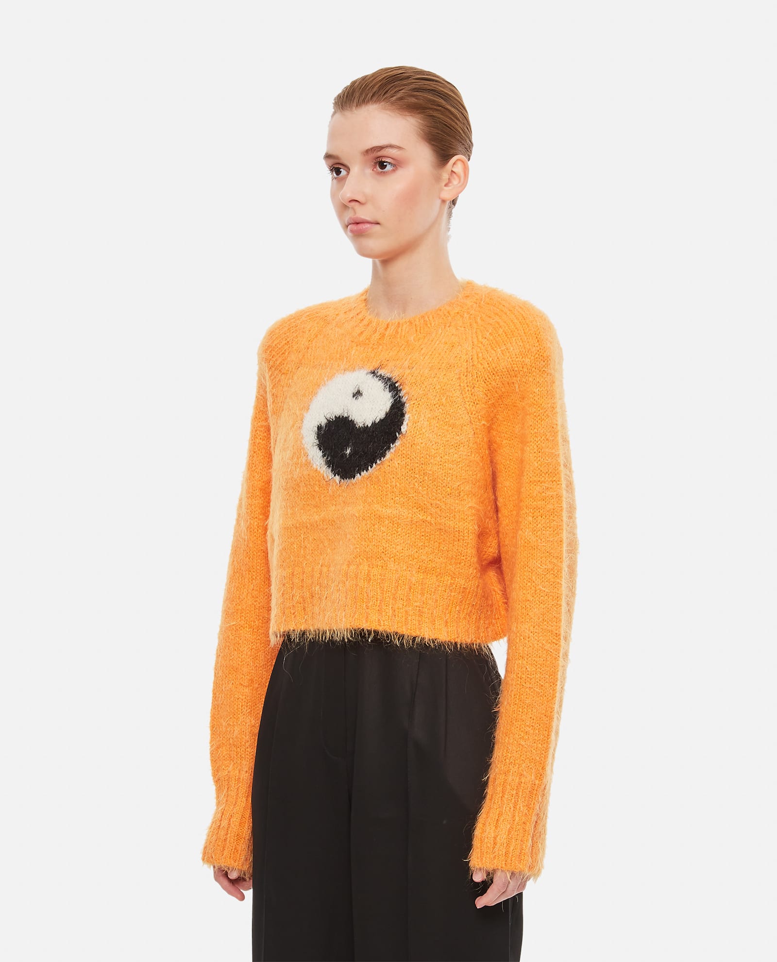Rotate Birger Christensen Ying Yang Mohair-blend Sweater In Orange