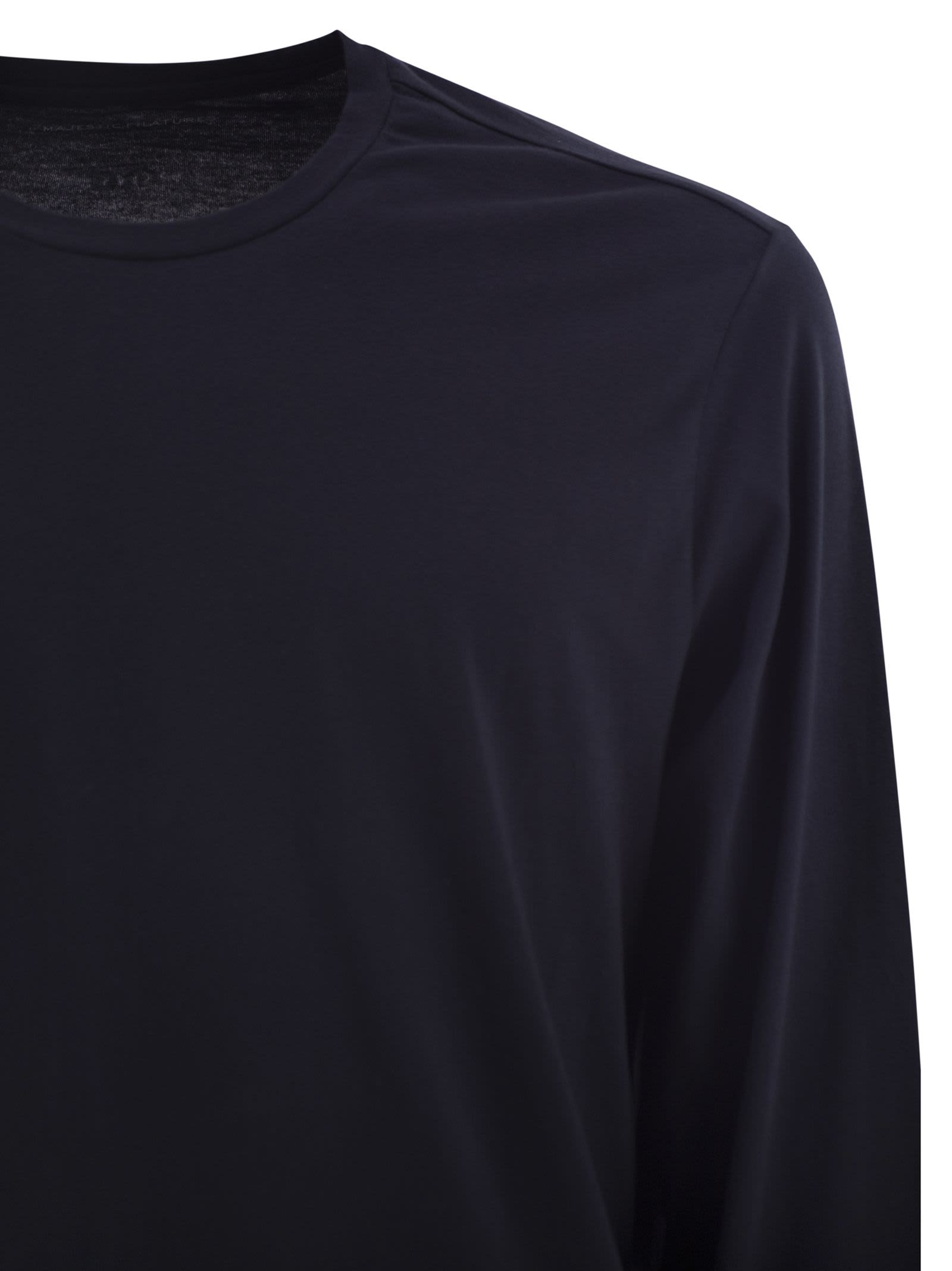 Majestic Long-sleeved Crew-neck T-shirt In Blue