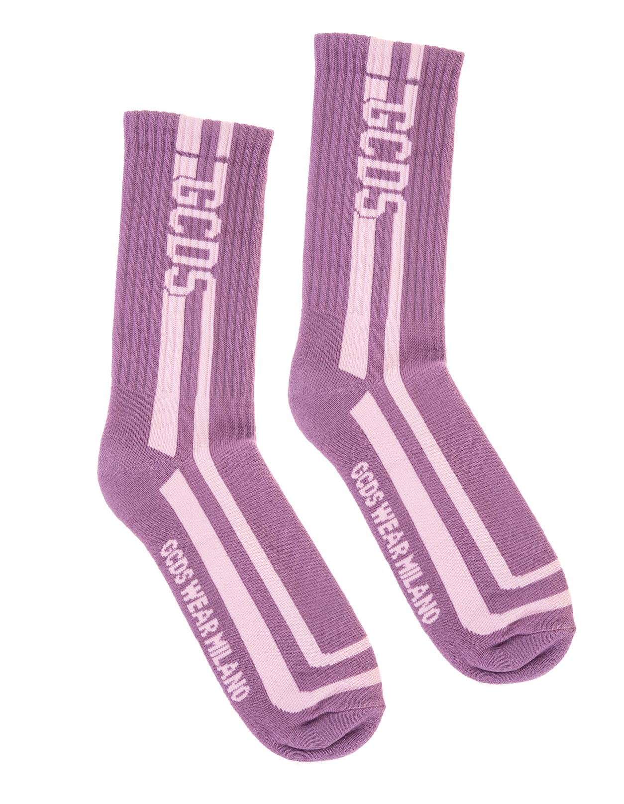 GCDS Woman Purple Socks With Pink Logo