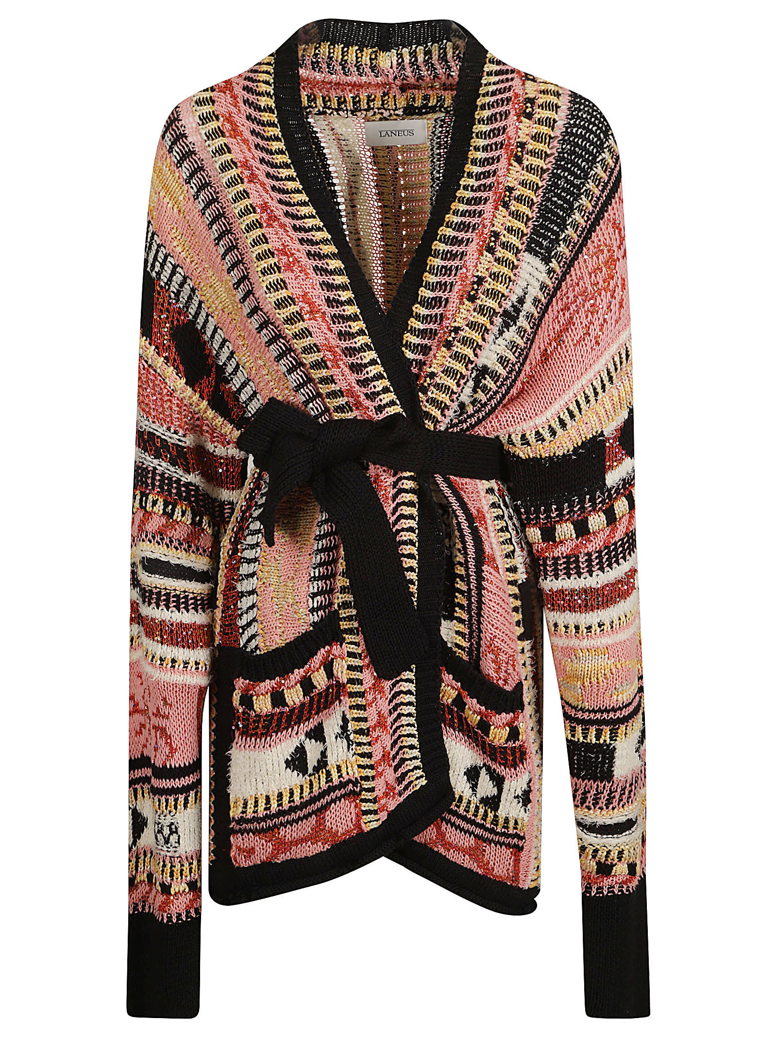 Laneus Belted Knitted Cardigan In Pink