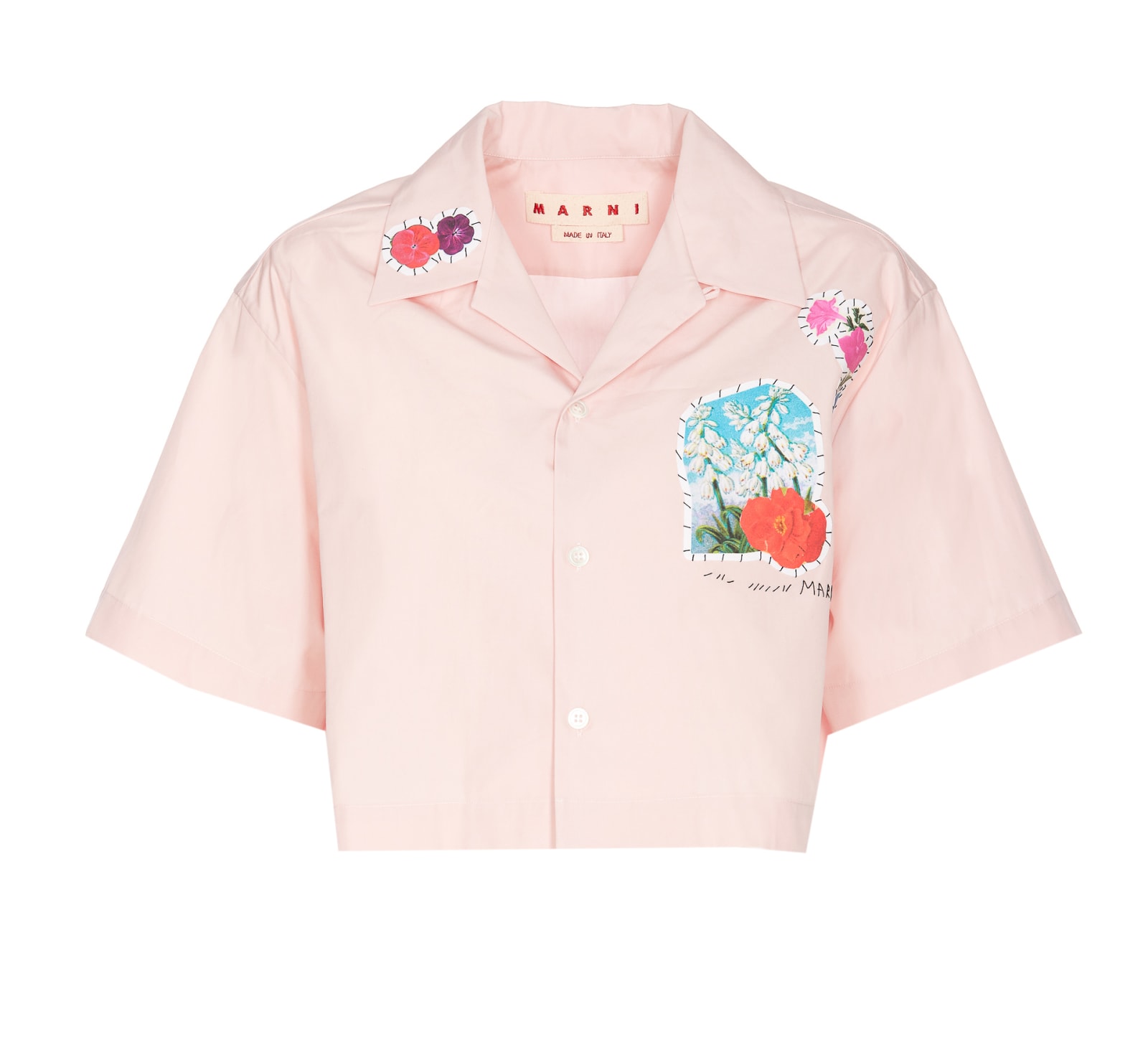 Shop Marni Crop Shirt In Pink
