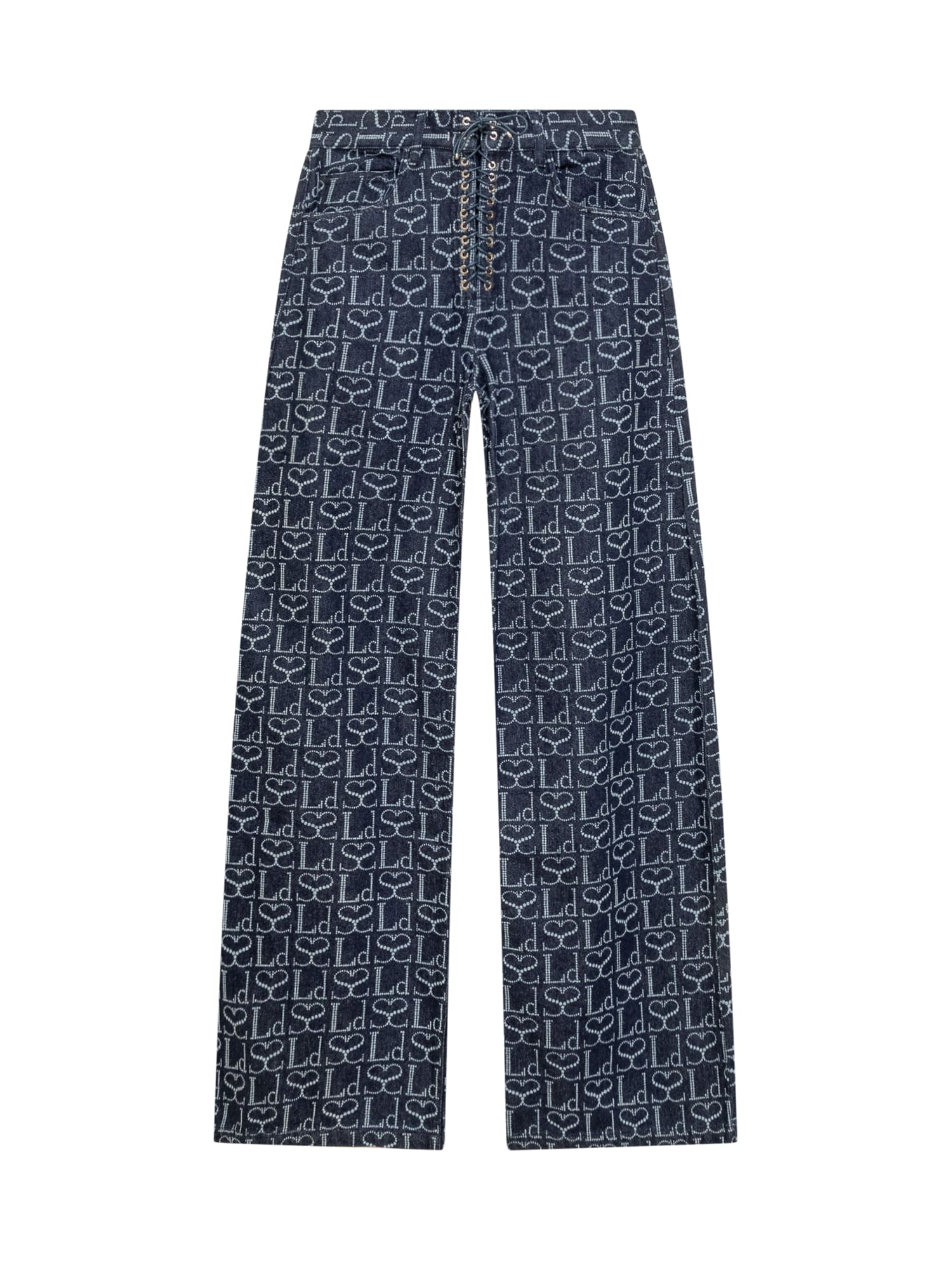Shop Ludovic De Saint Sernin Laceup Jeans In Indigo Mono
