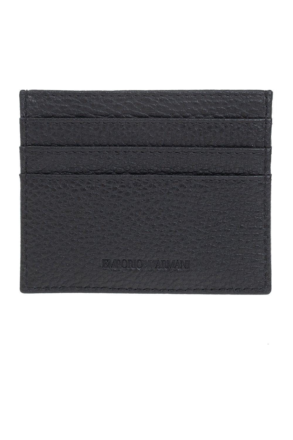Shop Emporio Armani Logo Embossed Cardholder And Keyring In Black