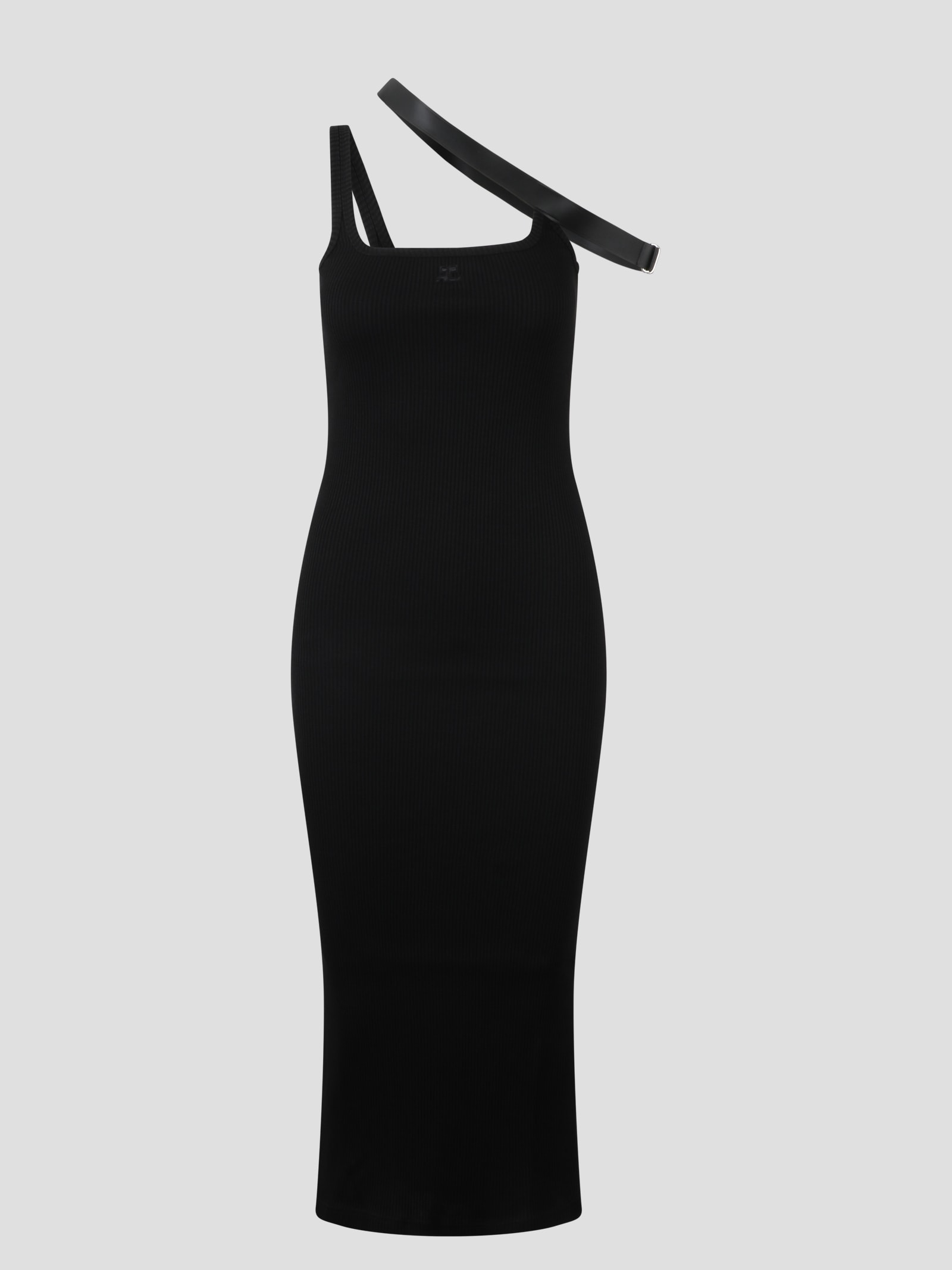 COURRÈGES LONG STRAP RIB KNIT DRESS