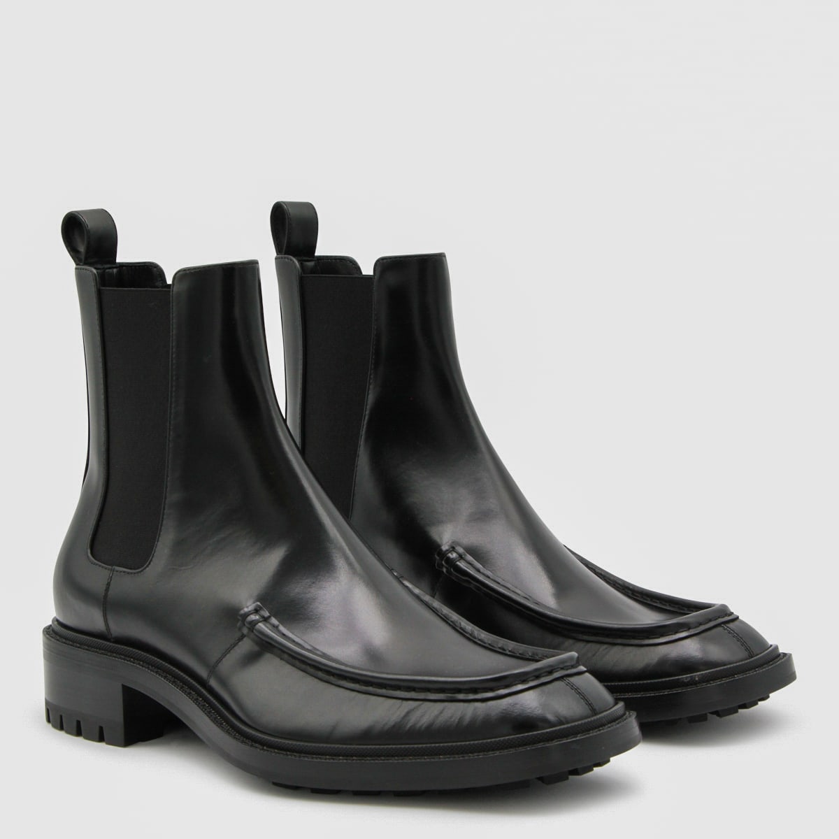 Saint Laurent Black Leather Boots In Black