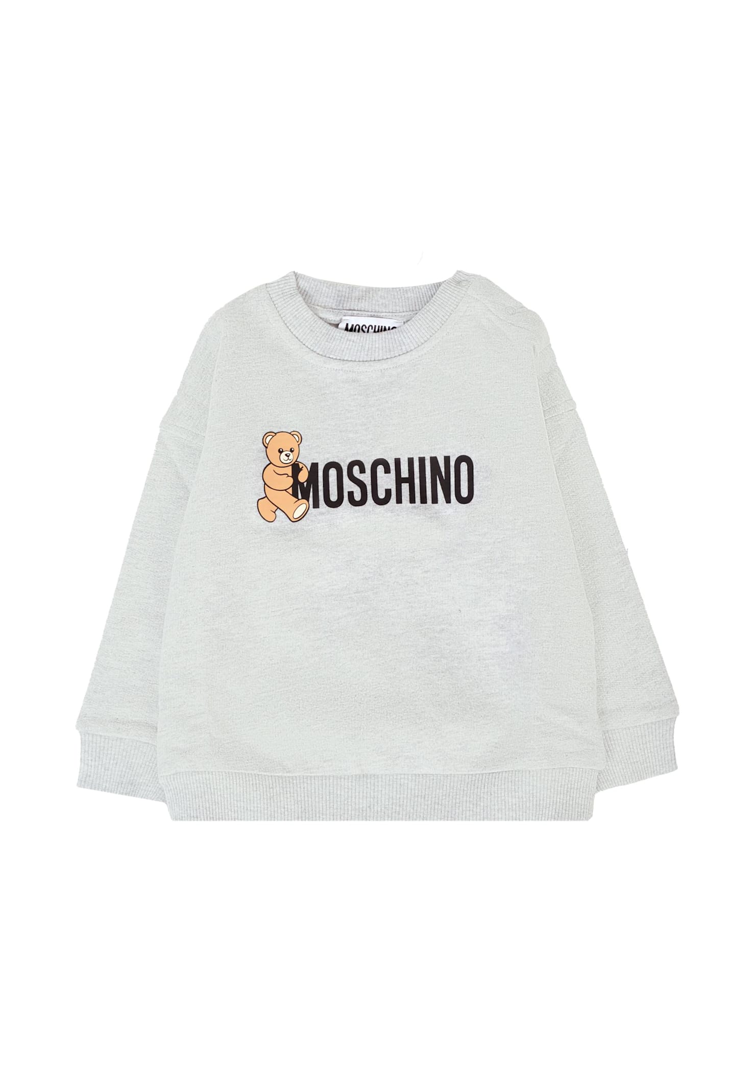Moschino Gray Sweatshirt For Babykids With Logo In Gray