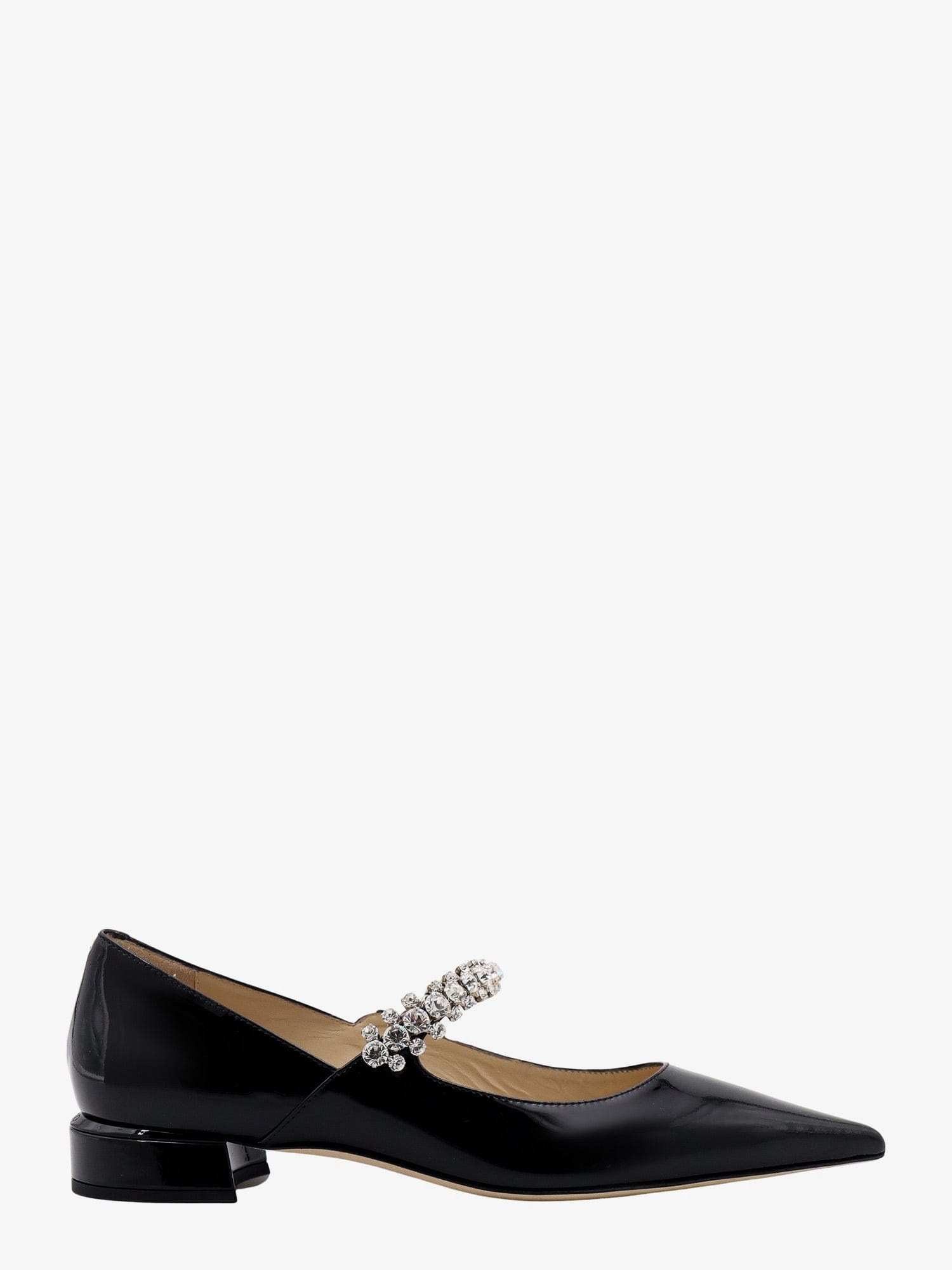 Jimmy Choo Black Ballet Flats With Crystals On Strap In Black