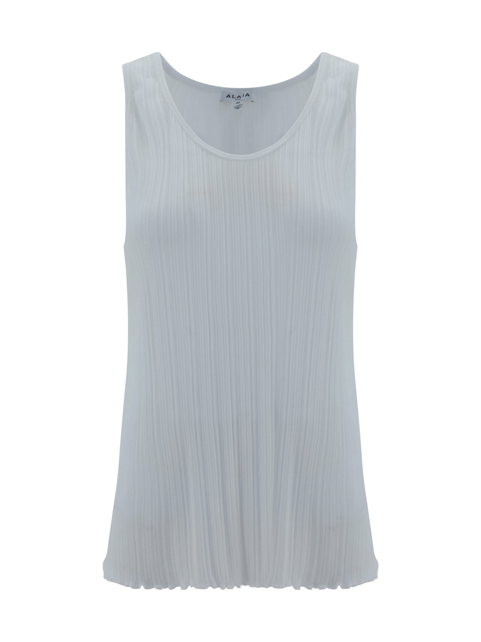 Shop Alaïa Tank Top In Blanc Optique