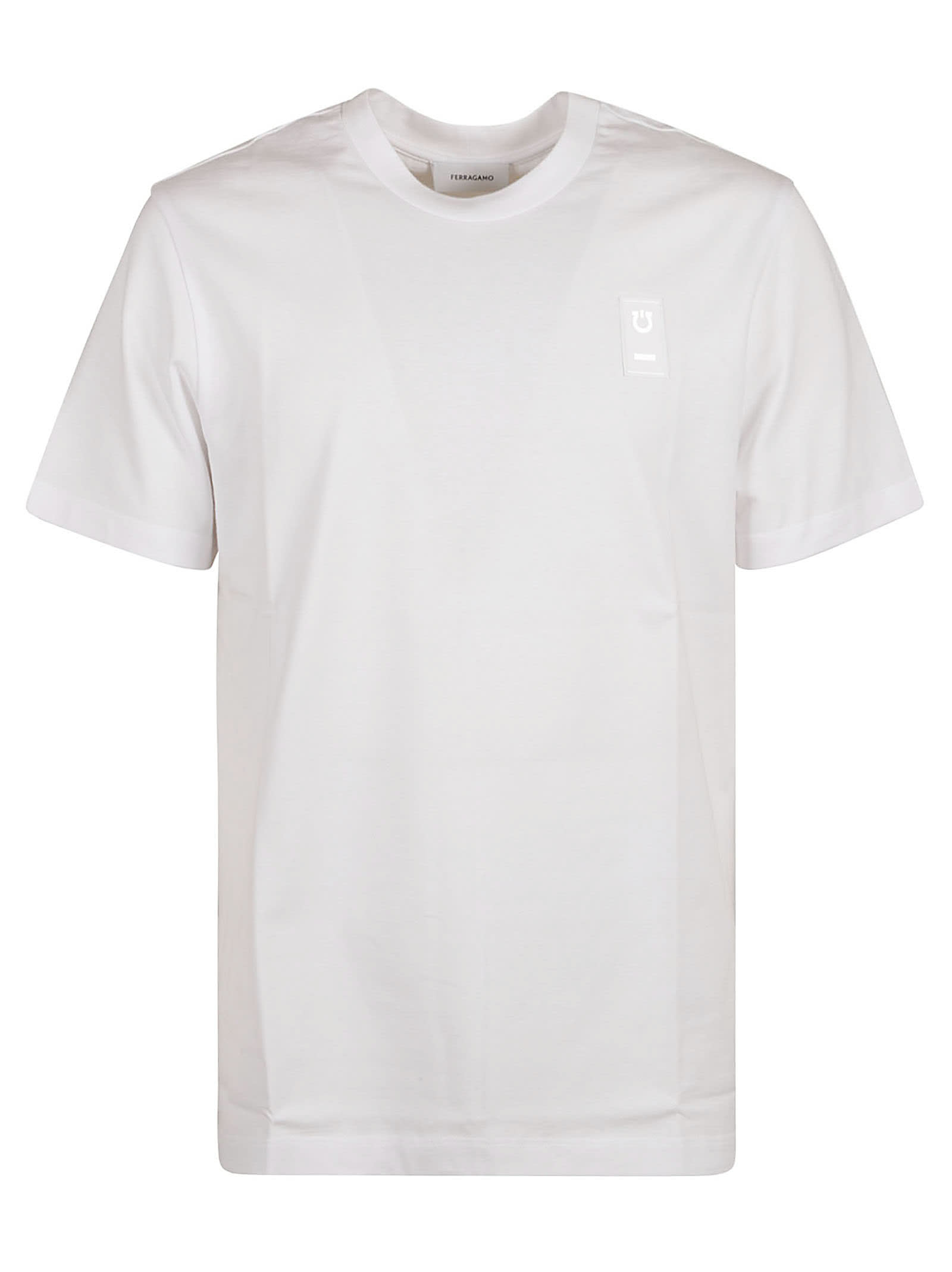 Ferragamo Logo Patch T-shirt In White/black