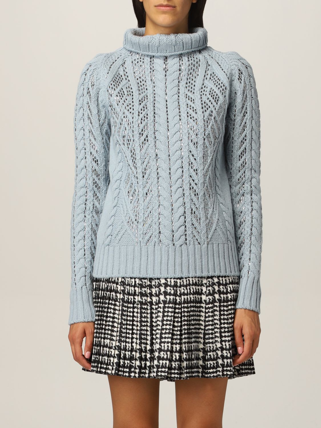 ERMANNO SCERVINO SWEATER IN VIRGIN WOOL WITH APPLICATIONS,D395M301CTHSK 64010