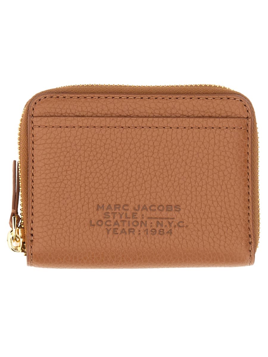 Shop Marc Jacobs Leather Wallet With Zipper In Brown