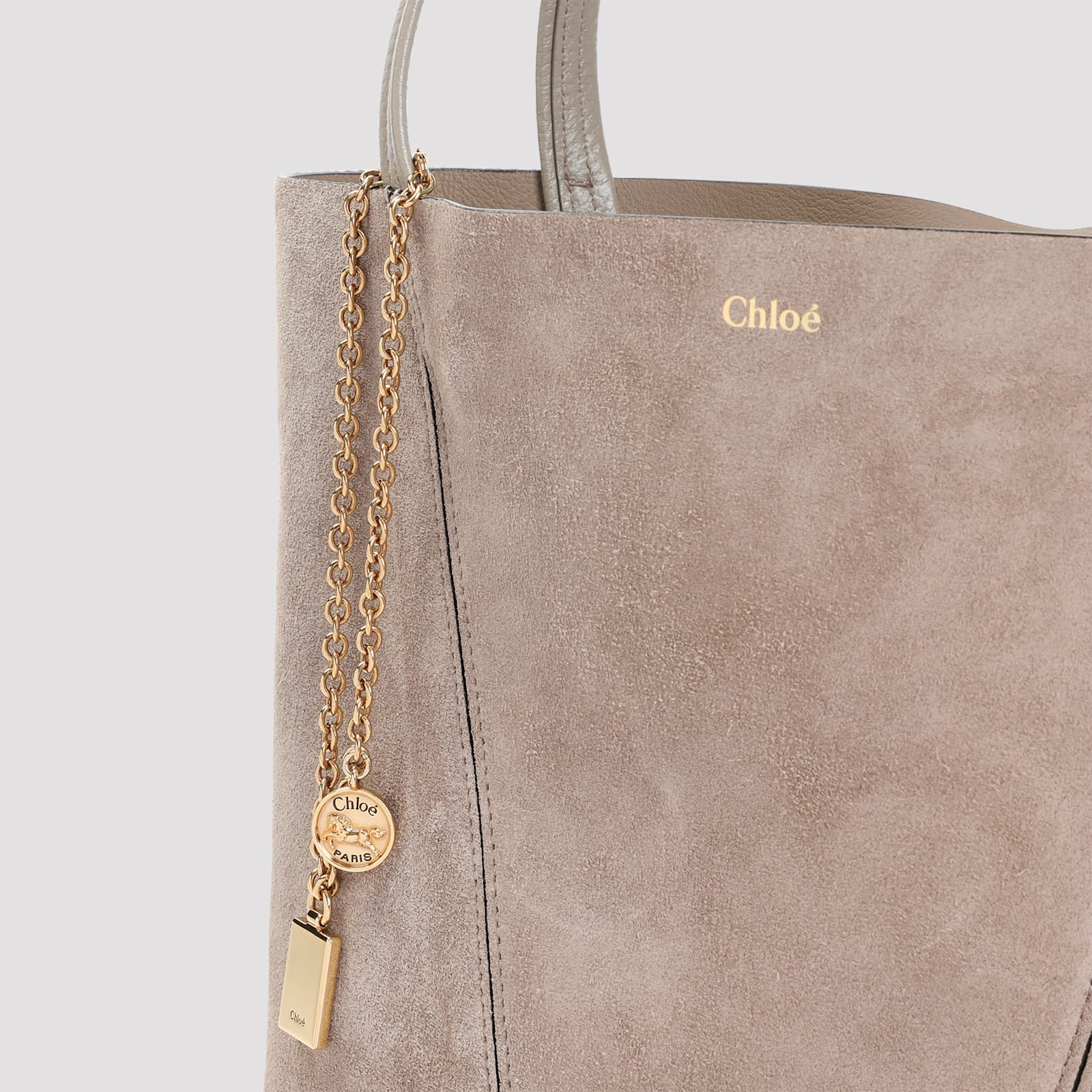 Chloé Motly Grey Suede Spin Tote Bag