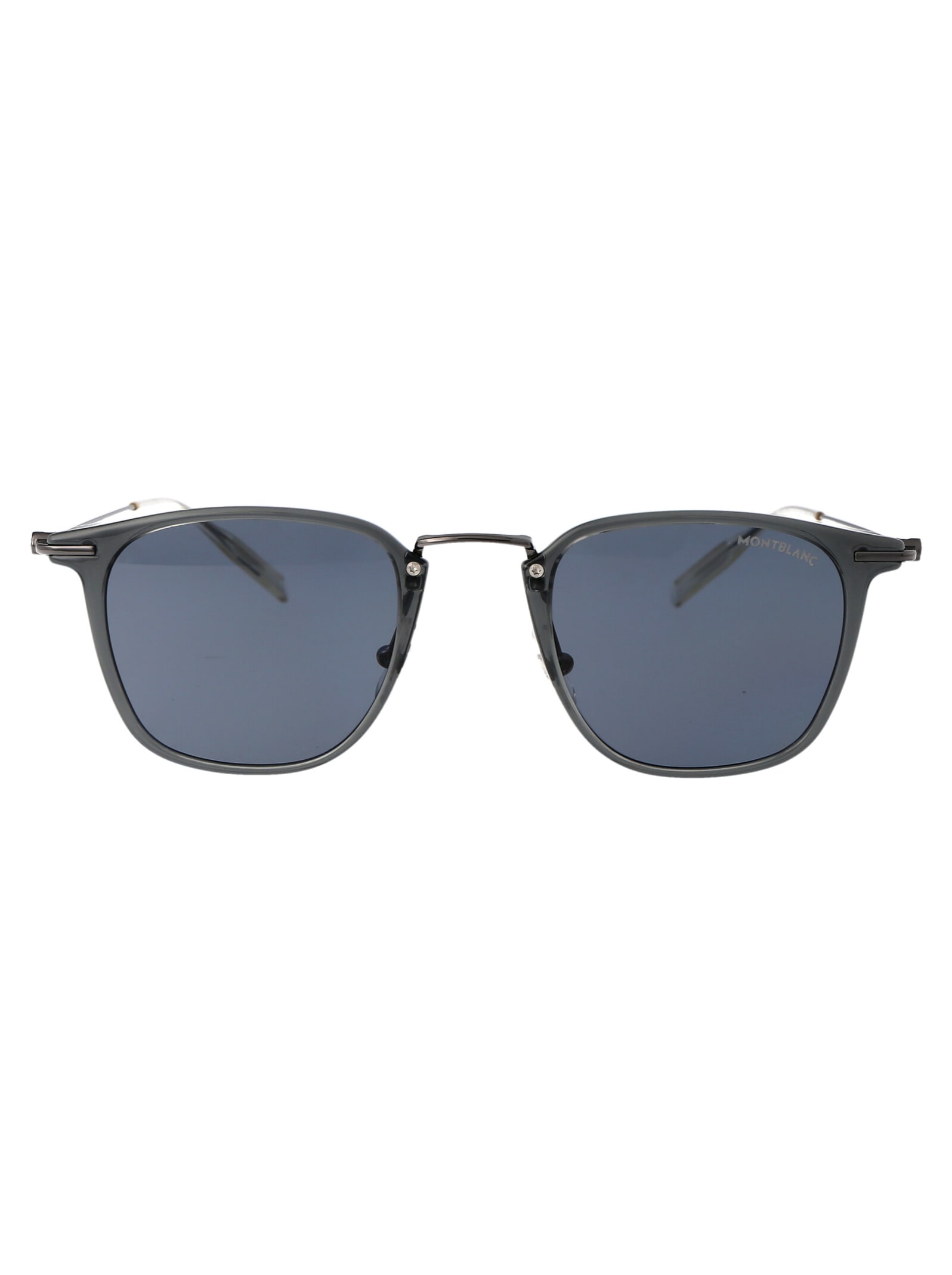 Shop Montblanc Mb0295s Sunglasses In 003 Grey Ruthenium Blue