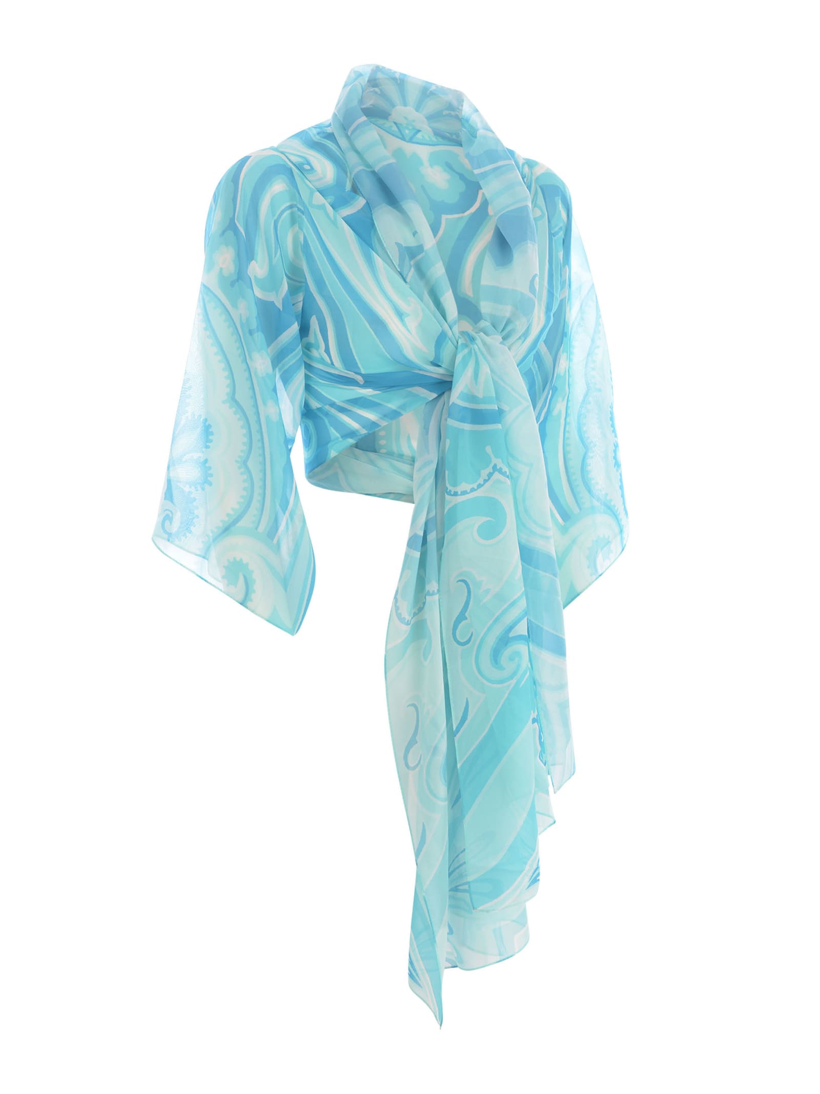 Shop Etro Shawl In Silk In Azzurro